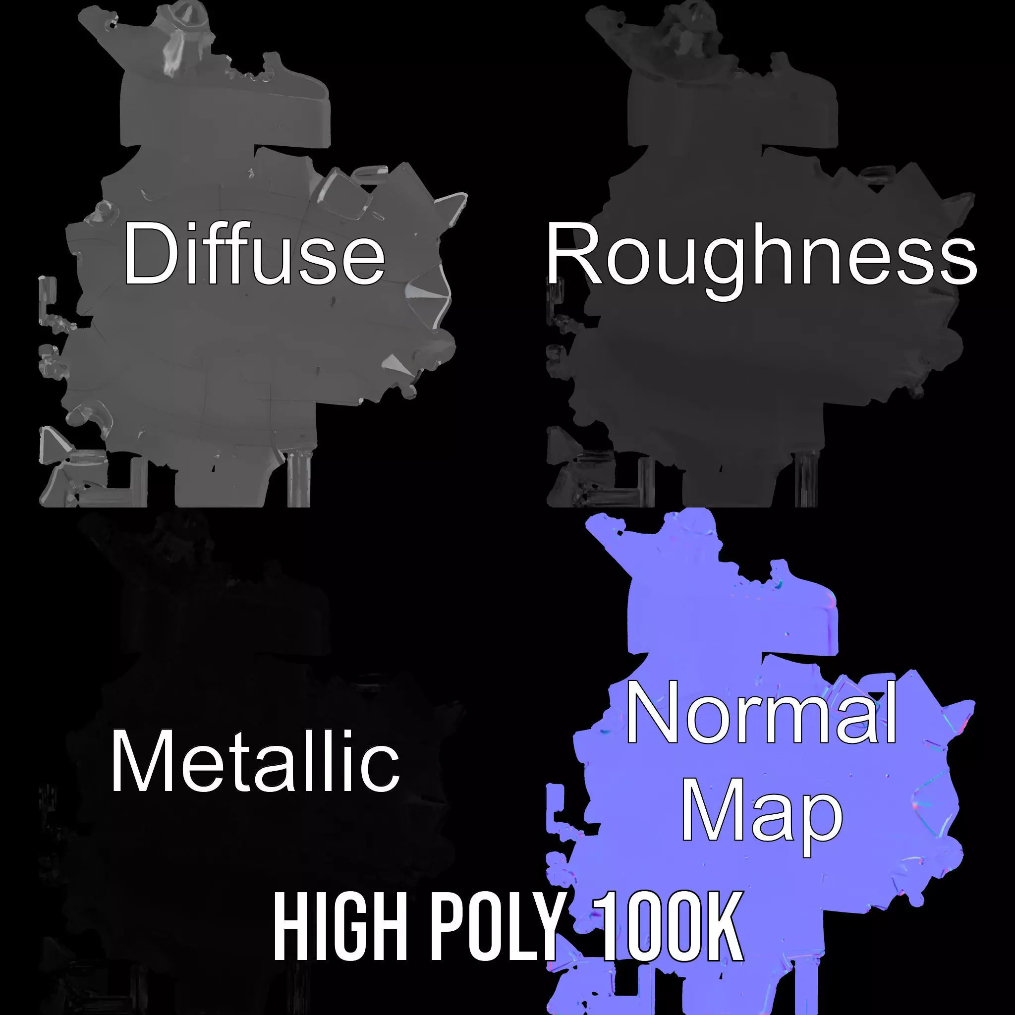 Stealth Submarine Black model pack Low-poly 3D model_3