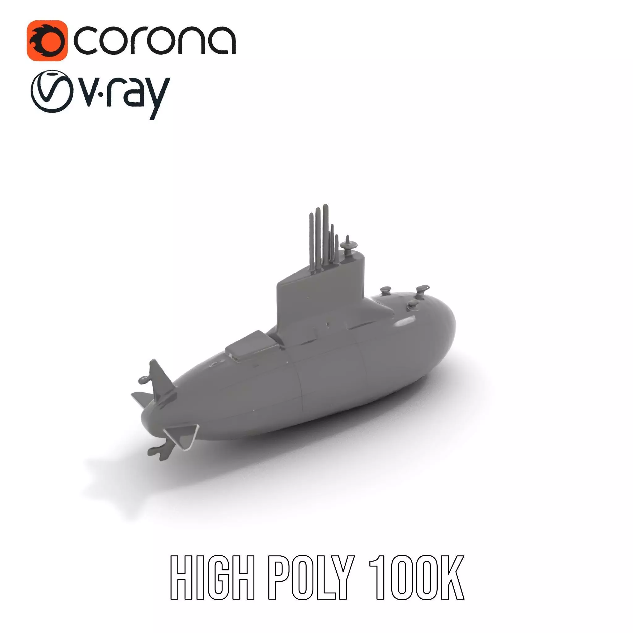 Stealth Submarine Black model pack Low-poly 3D model_18
