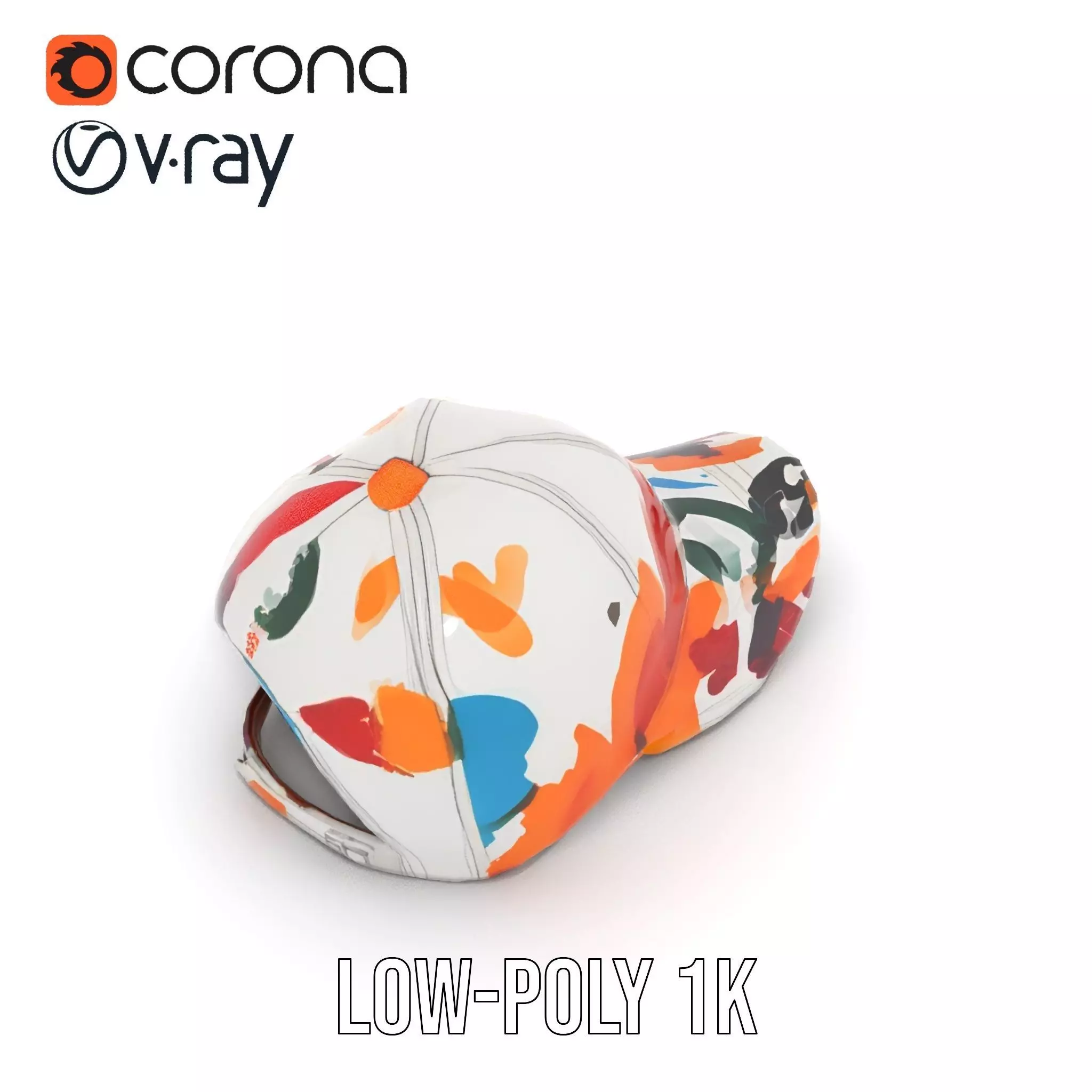 Color Splash Cap model pack Low-poly 3D model_7