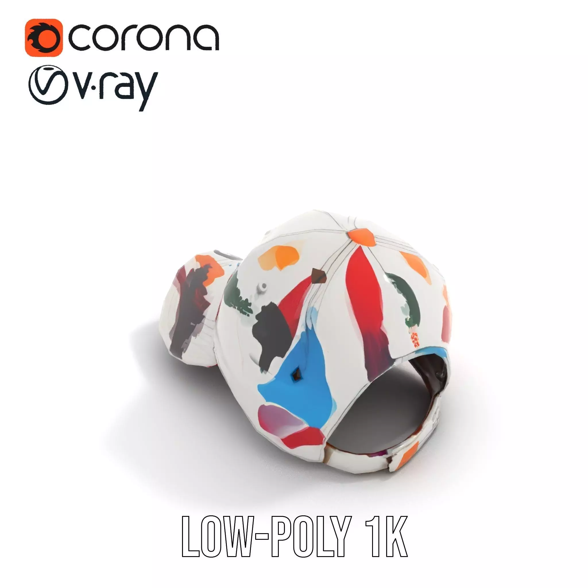 Color Splash Cap model pack Low-poly 3D model_9