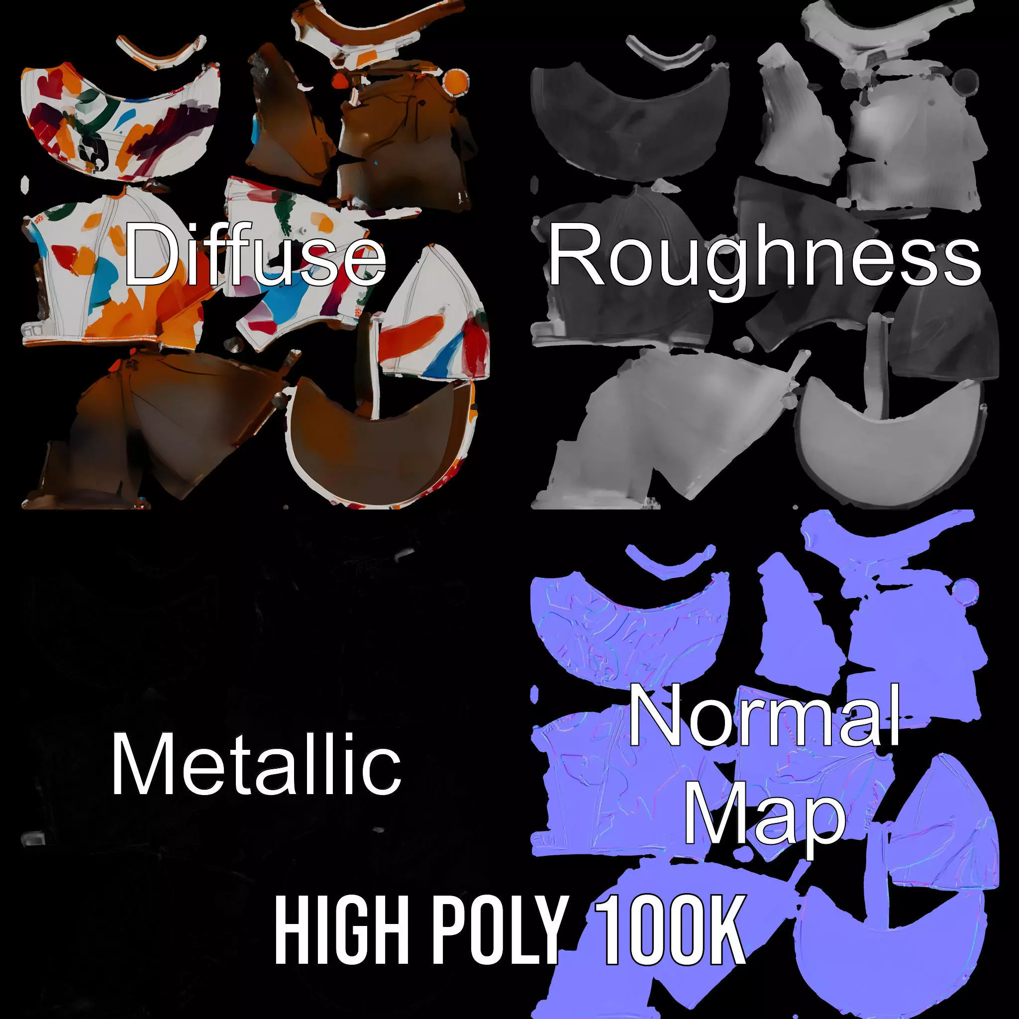 Color Splash Cap model pack Low-poly 3D model_3