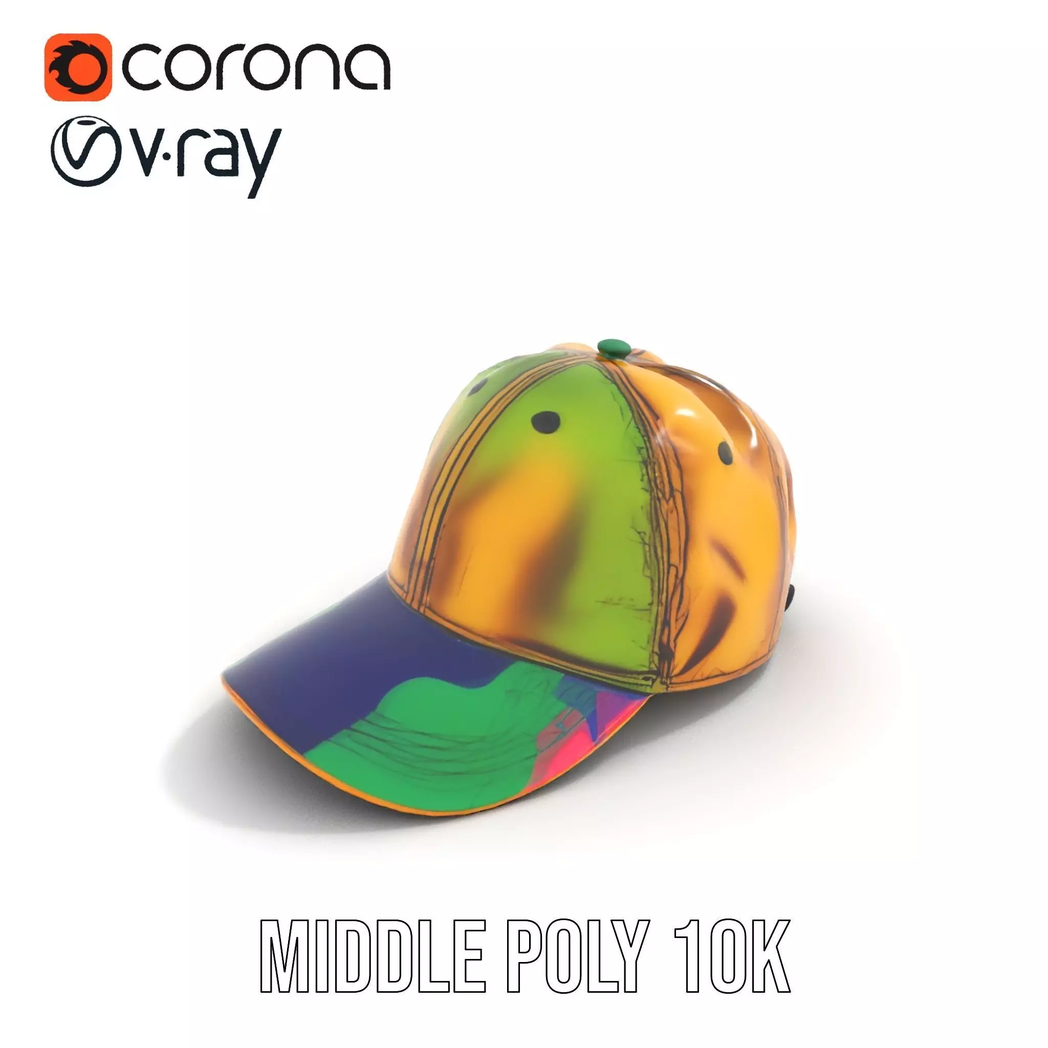Iridescent Metallic Cap model pack Low-poly 3D model_6