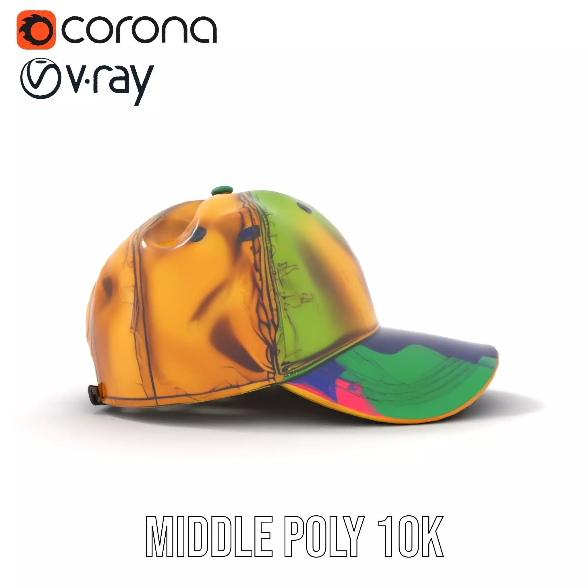 Iridescent Metallic Cap model pack Low-poly 3D model_18