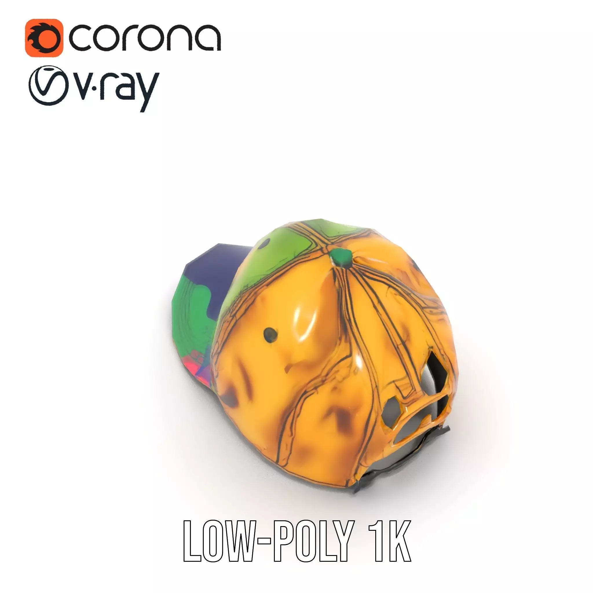 Iridescent Metallic Cap model pack Low-poly 3D model_7