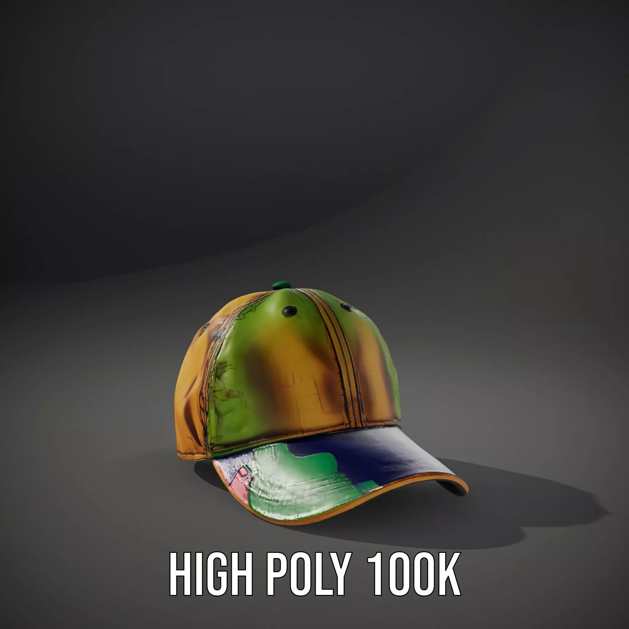 Iridescent Metallic Cap model pack Low-poly 3D model_8