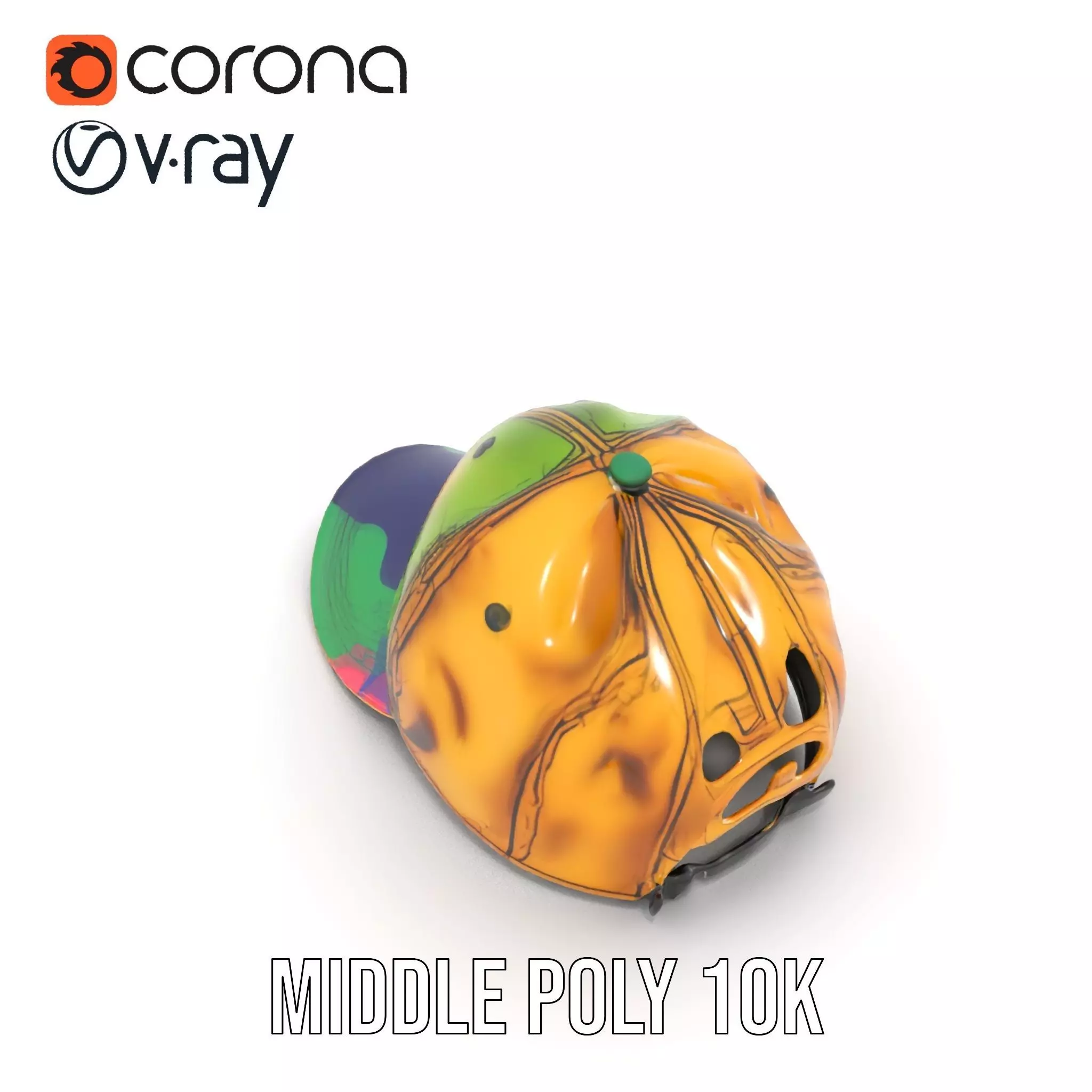 Iridescent Metallic Cap model pack Low-poly 3D model_5