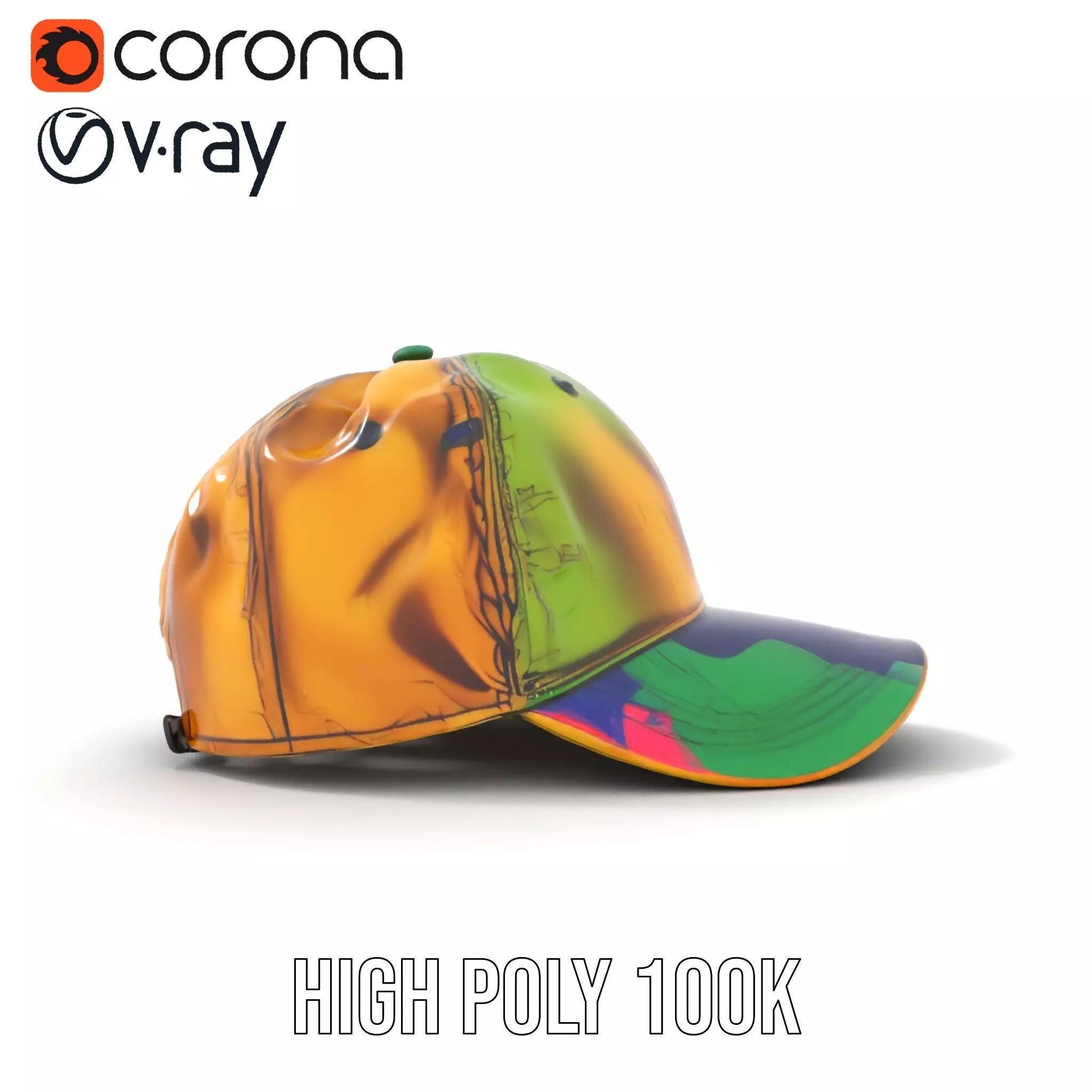 Iridescent Metallic Cap model pack Low-poly 3D model_32