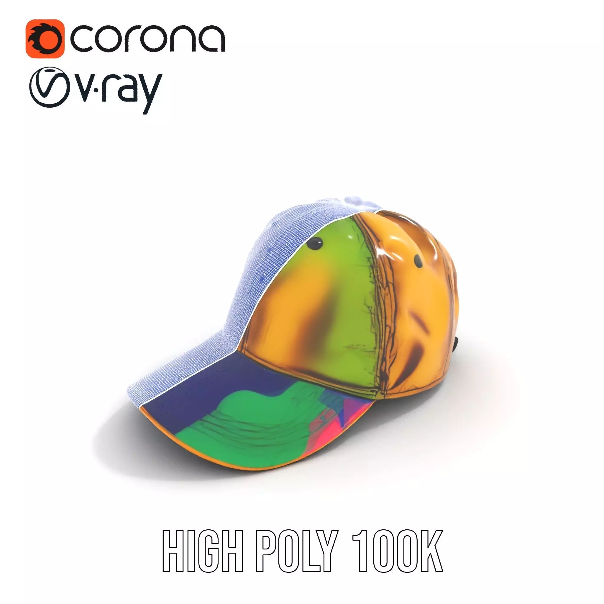 Iridescent Metallic Cap model pack Low-poly 3D model_20