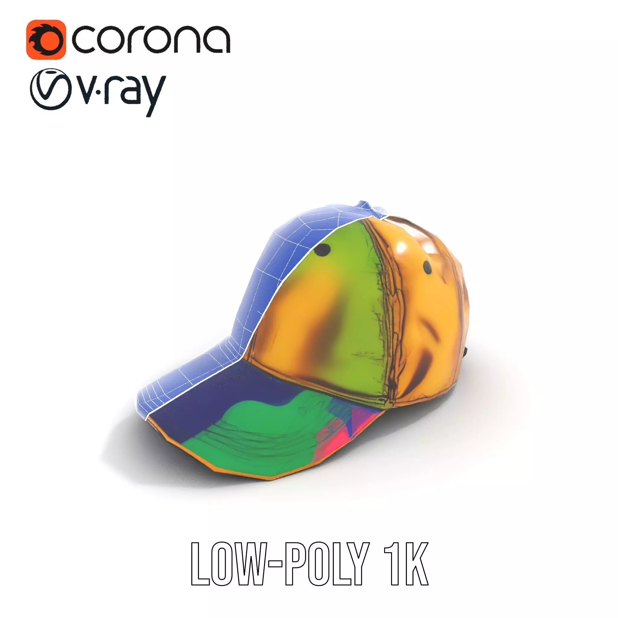 Iridescent Metallic Cap model pack Low-poly 3D model_25