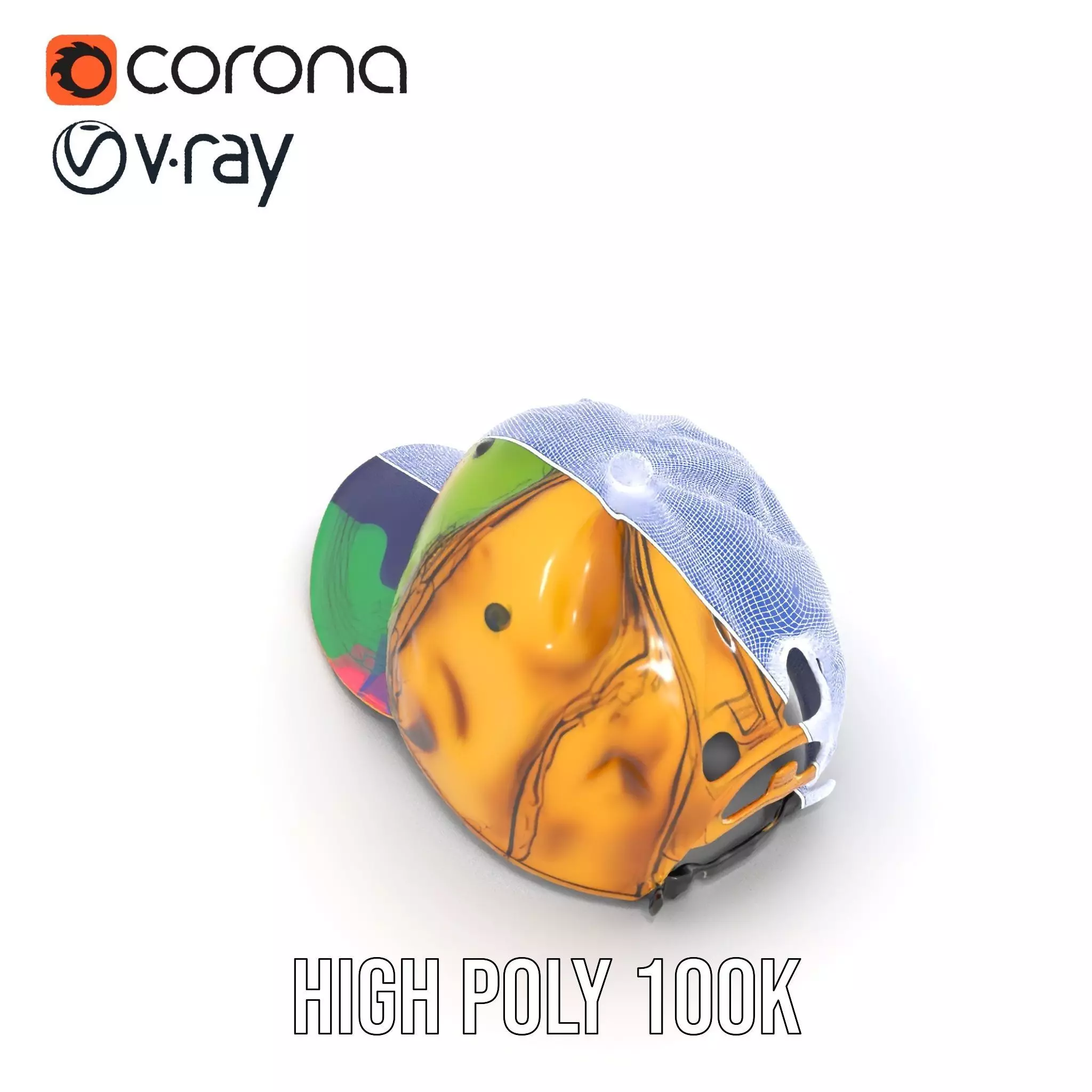 Iridescent Metallic Cap model pack Low-poly 3D model_26