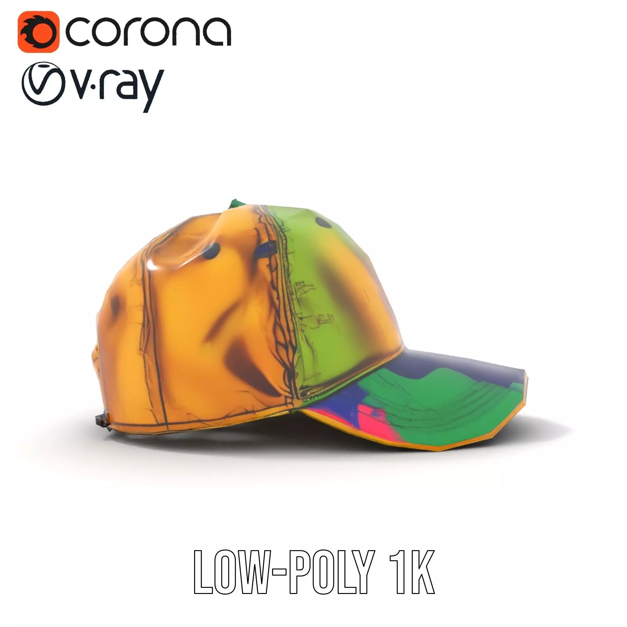 Iridescent Metallic Cap model pack Low-poly 3D model_14