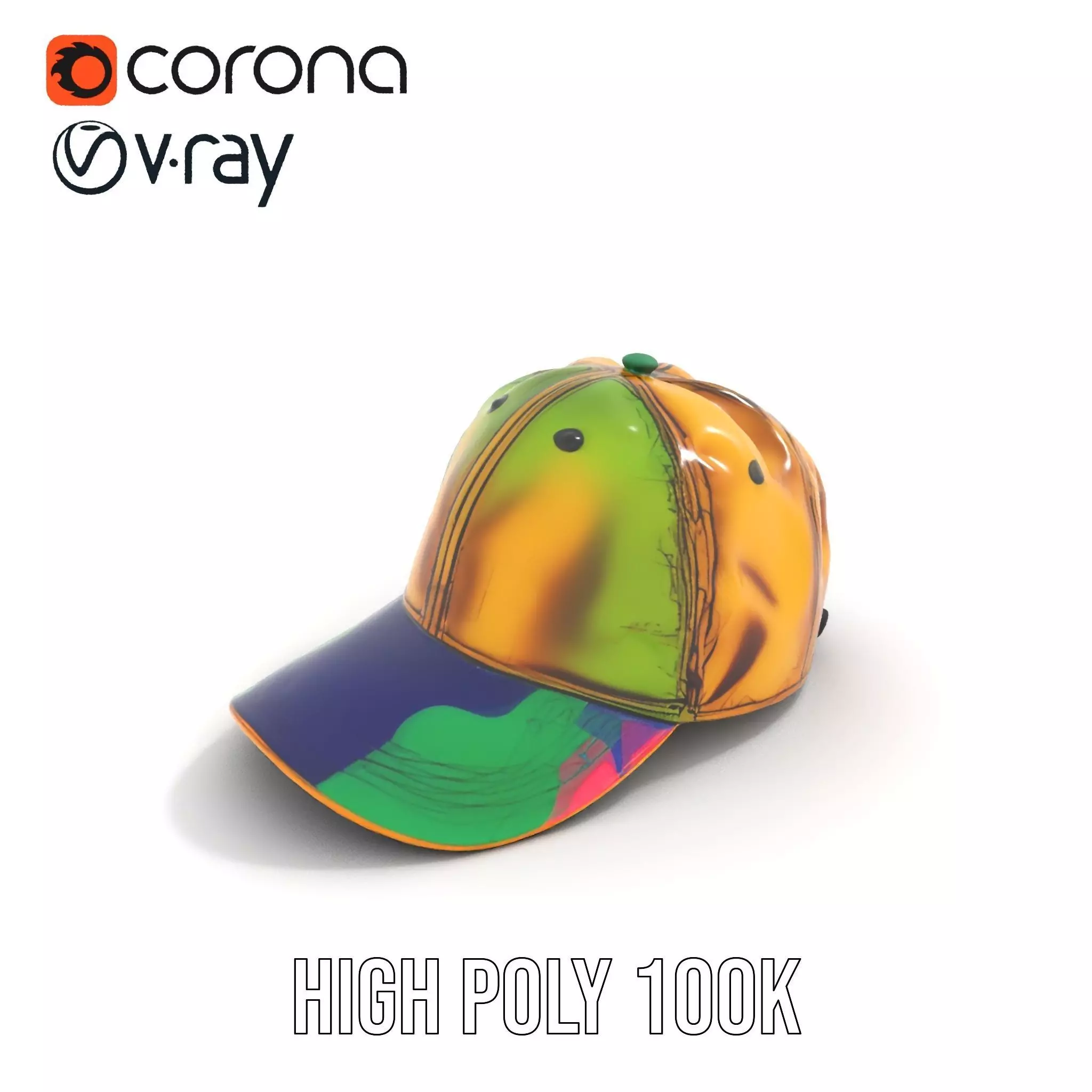 Iridescent Metallic Cap model pack Low-poly 3D model_17