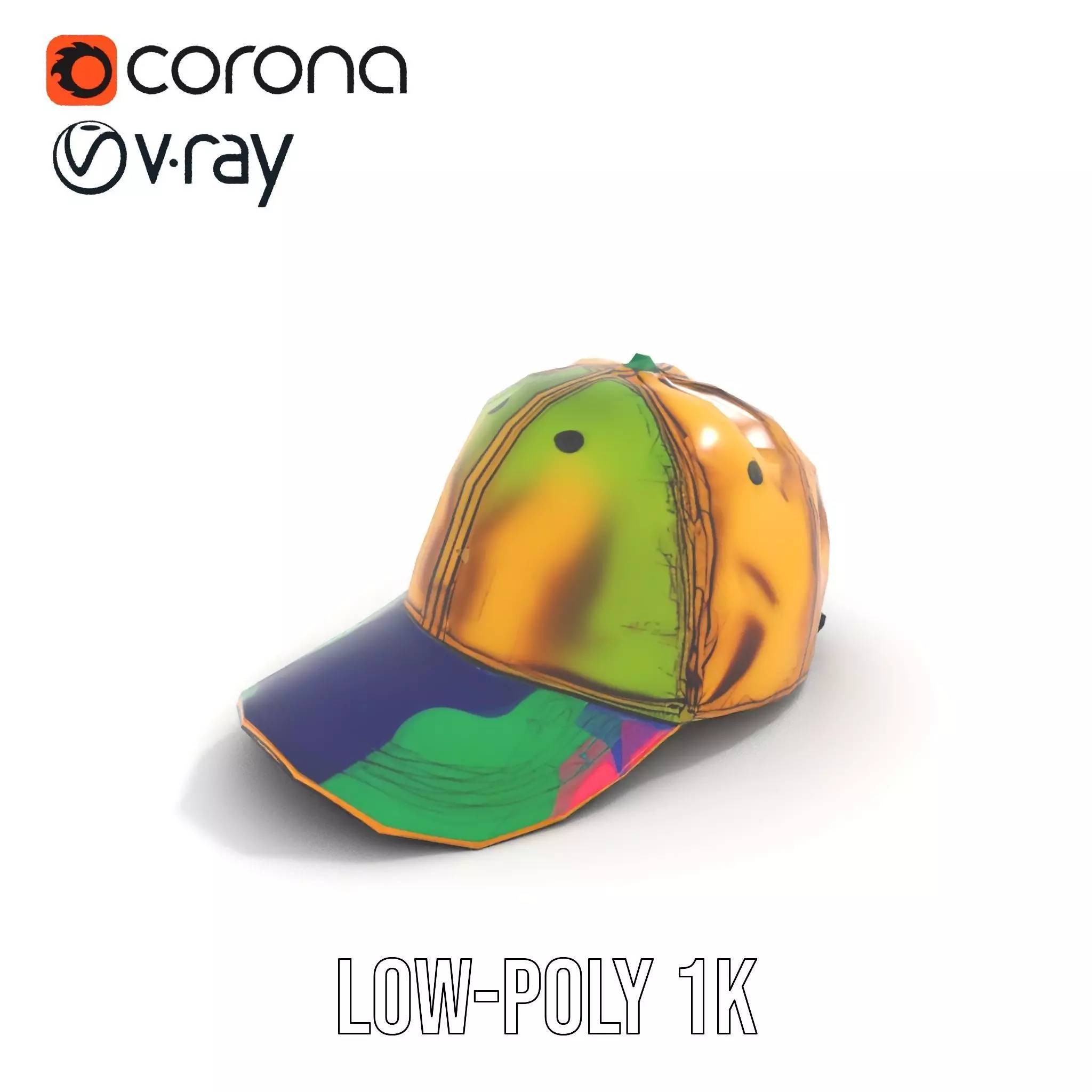 Iridescent Metallic Cap model pack Low-poly 3D model_9