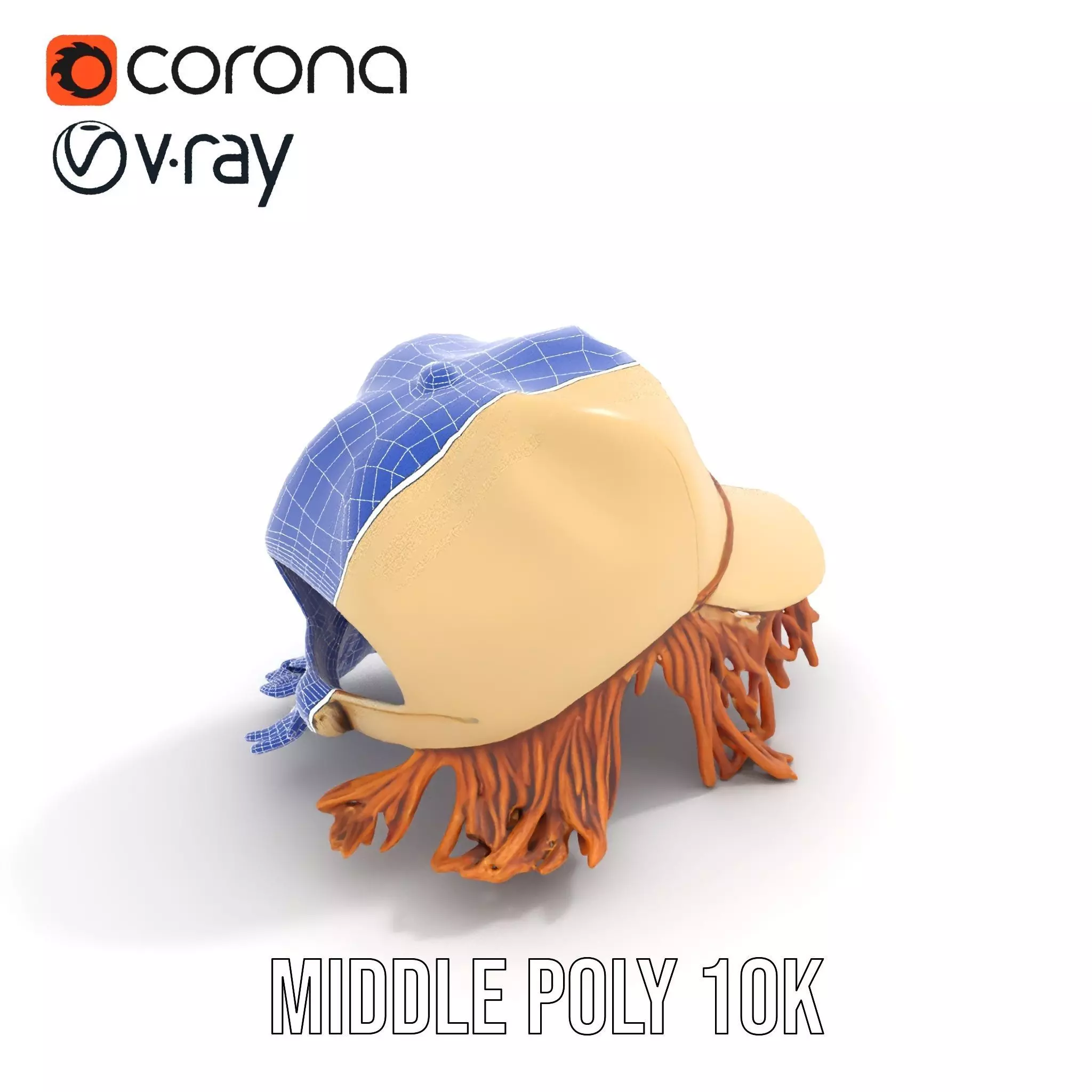 Beige Fringe Cap model pack Low-poly 3D model_6