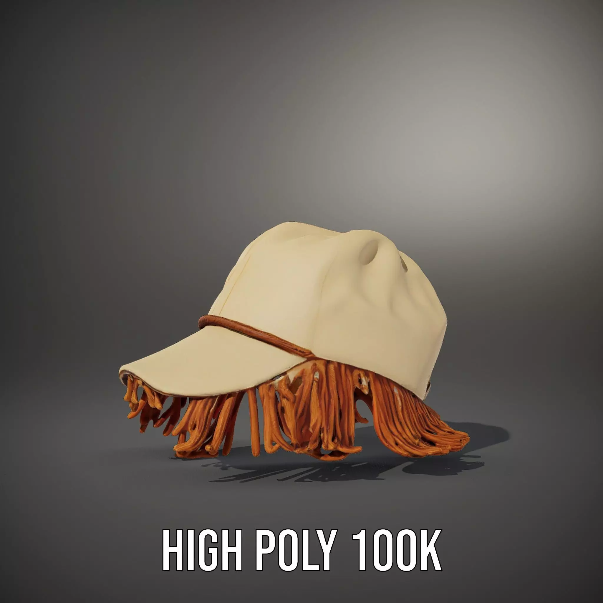 Beige Fringe Cap model pack Low-poly 3D model_8