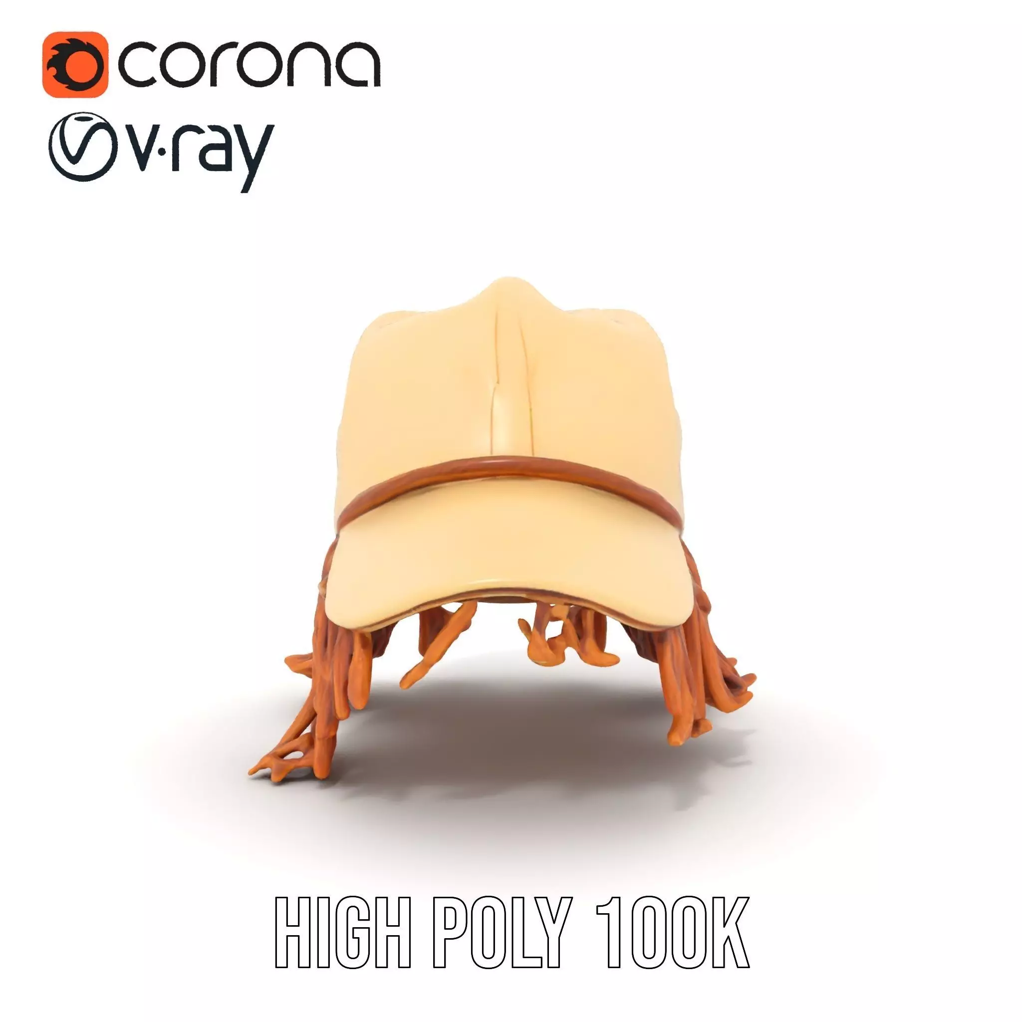 Beige Fringe Cap model pack Low-poly 3D model_31