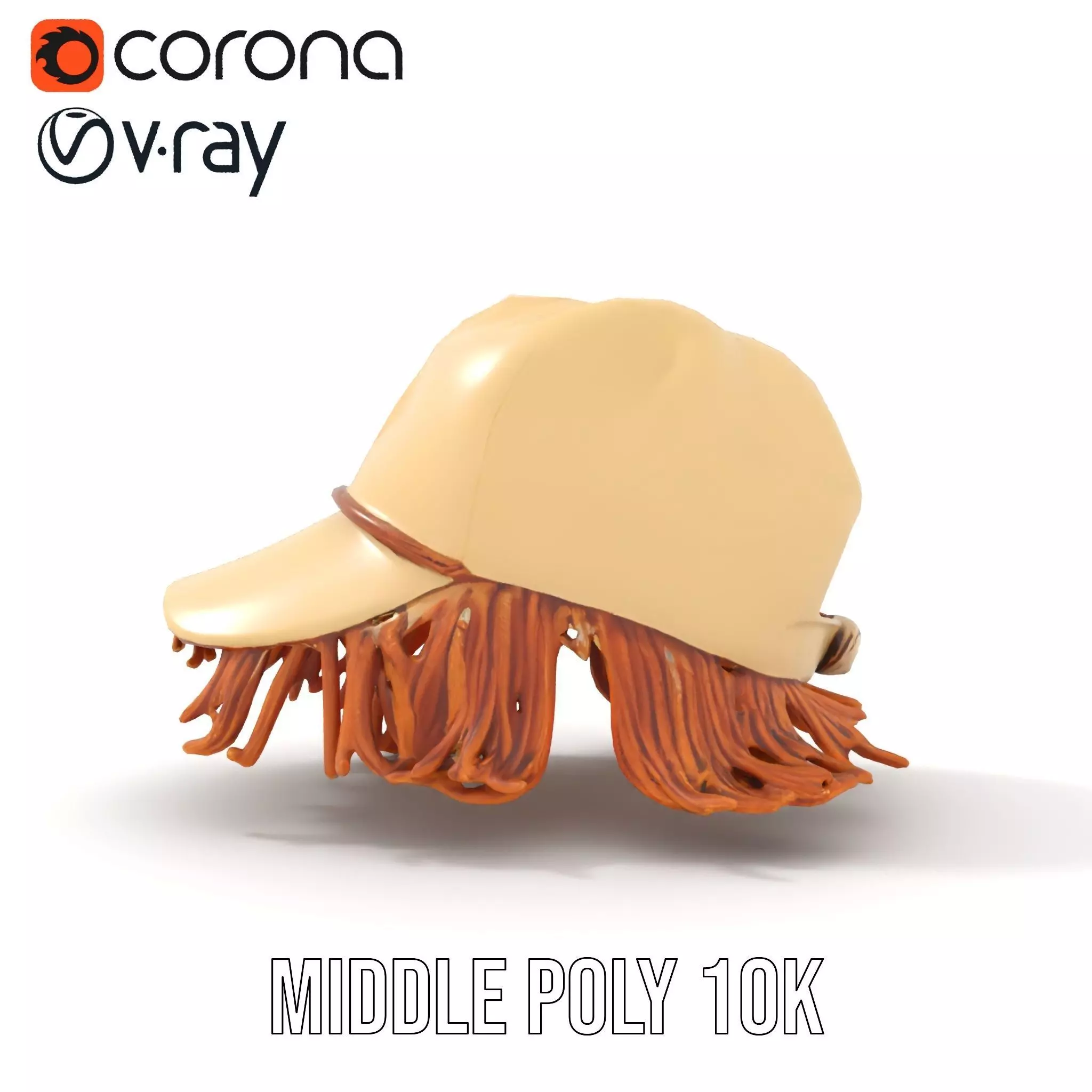 Beige Fringe Cap model pack Low-poly 3D model_18