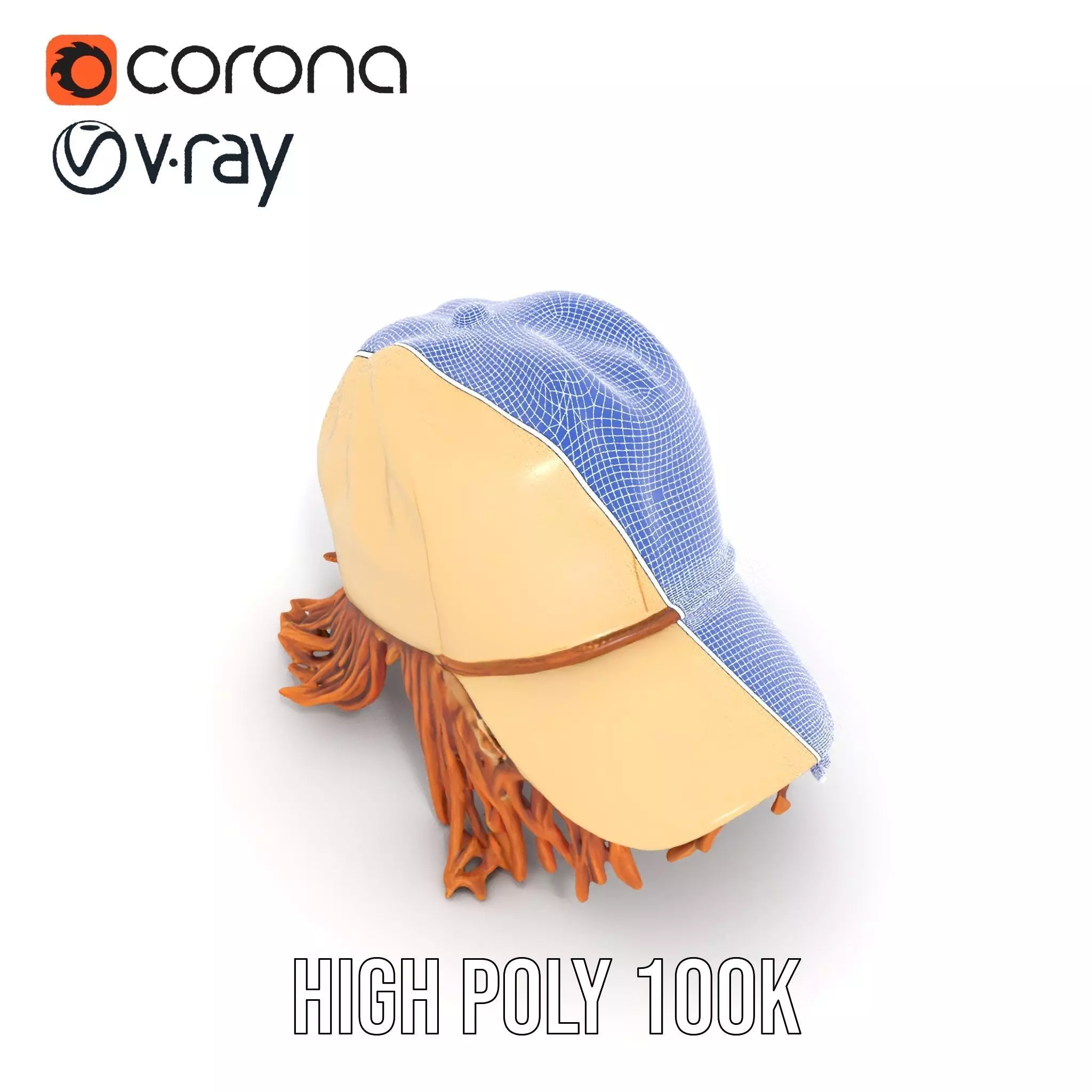 Beige Fringe Cap model pack Low-poly 3D model_33