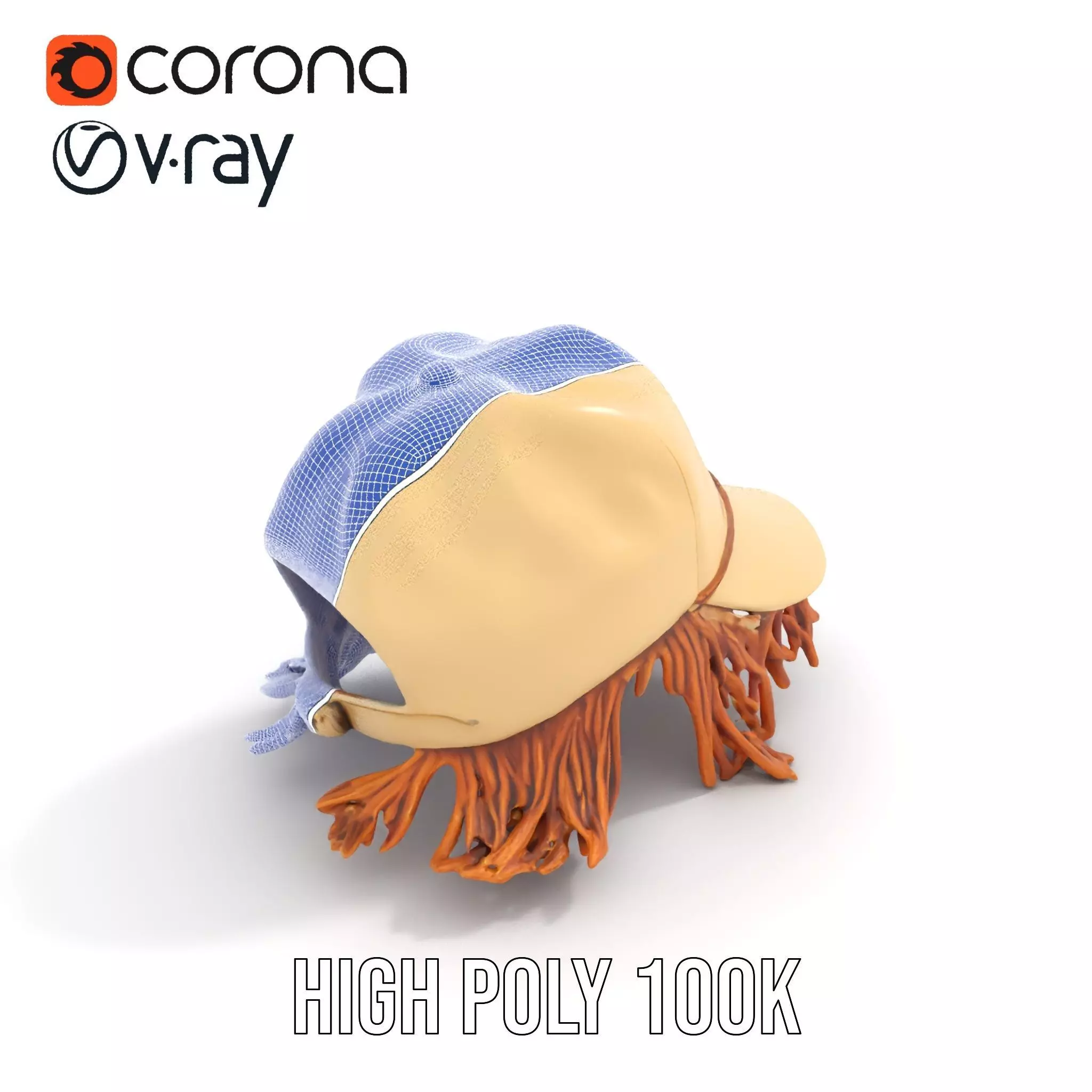 Beige Fringe Cap model pack Low-poly 3D model_32