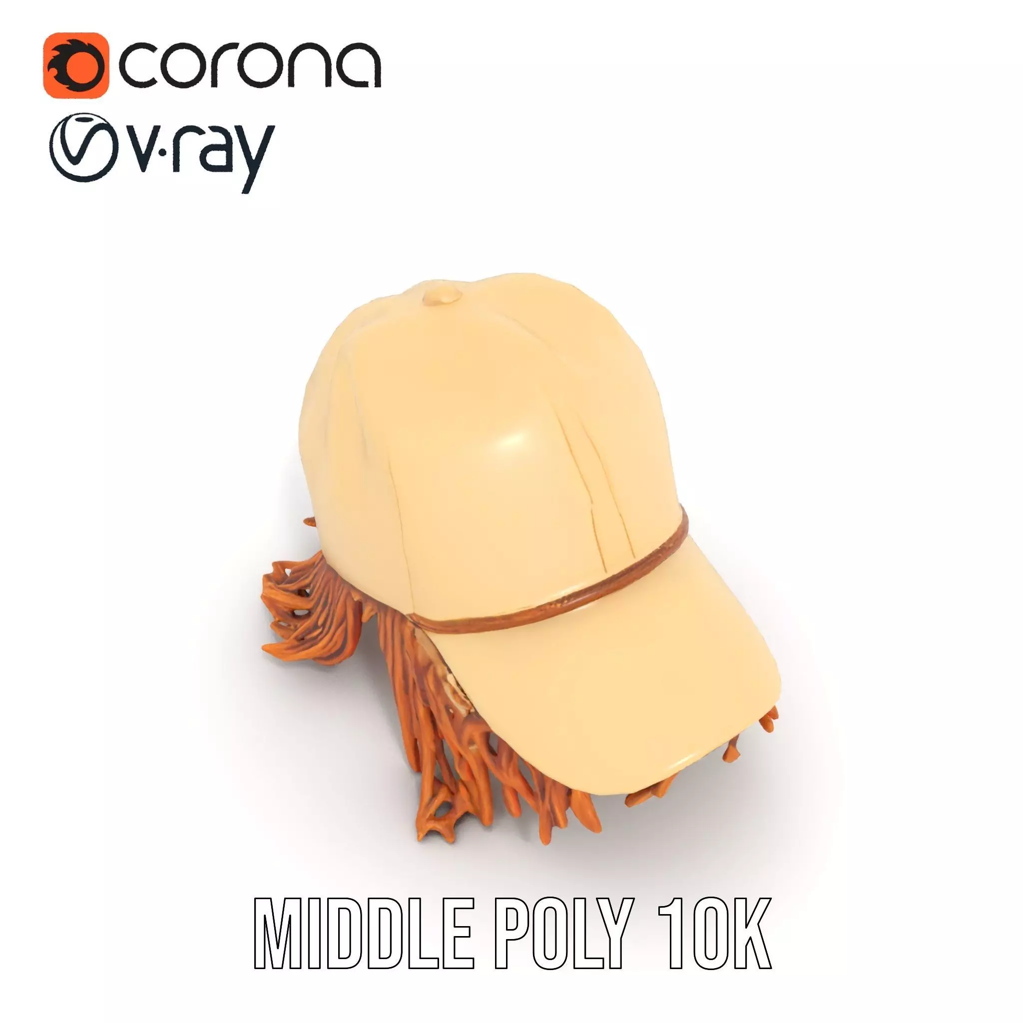 Beige Fringe Cap model pack Low-poly 3D model_13