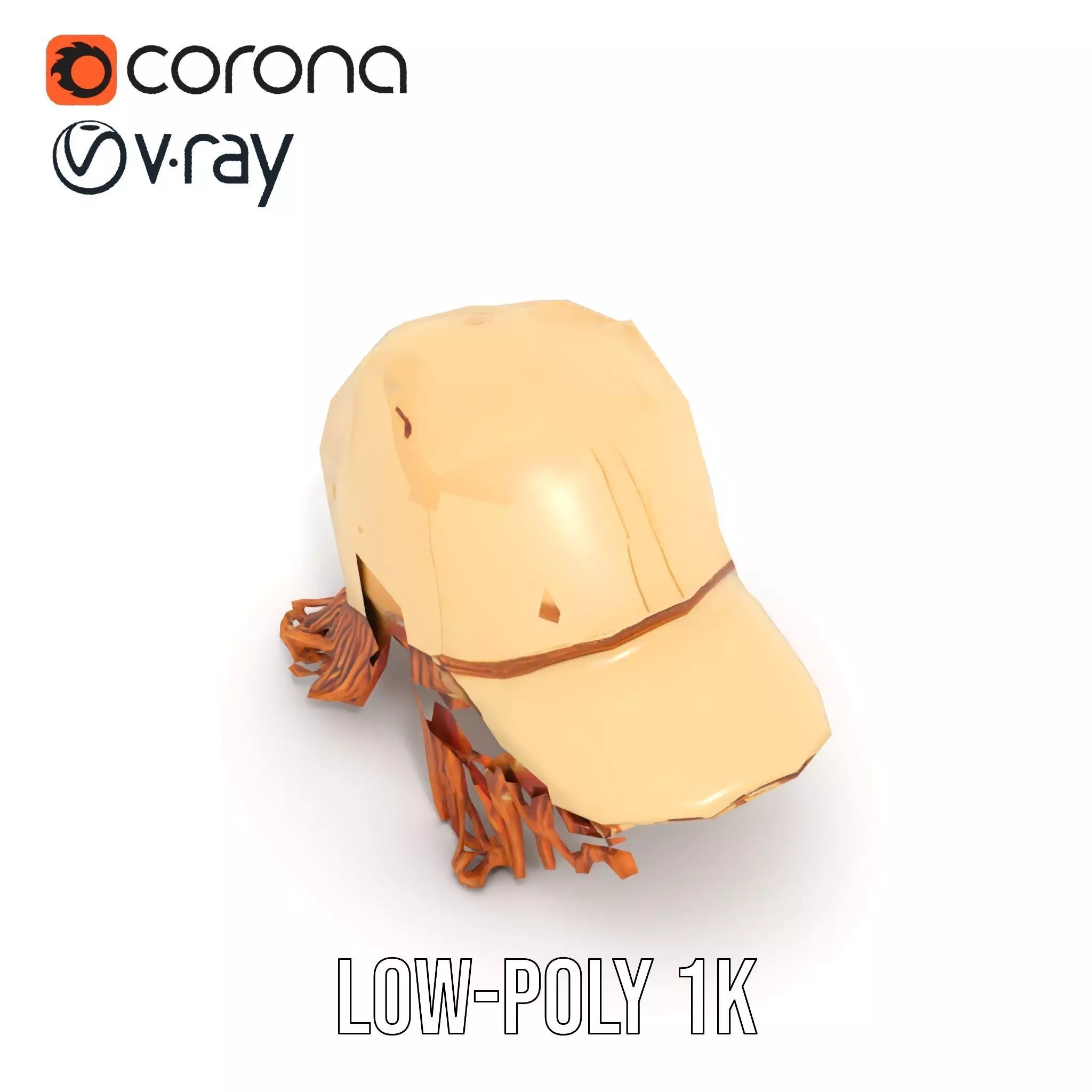Beige Fringe Cap model pack Low-poly 3D model_14