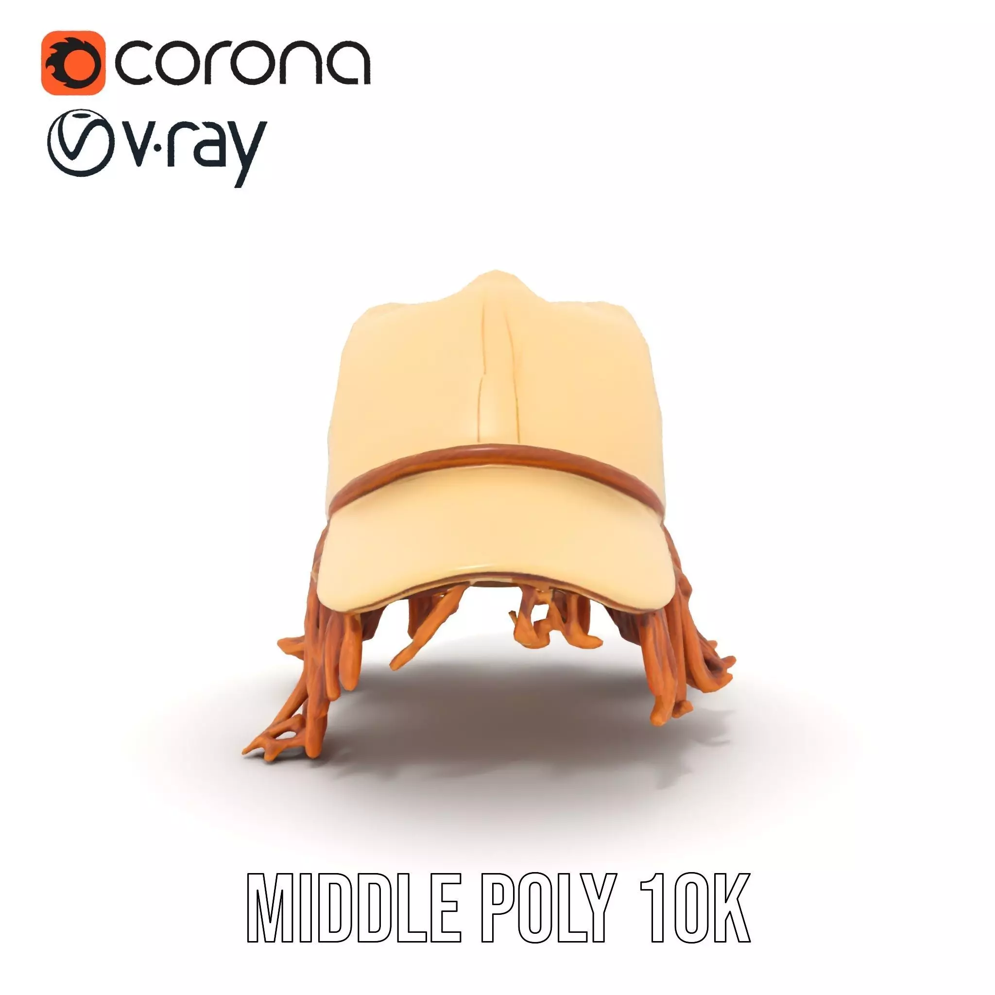 Beige Fringe Cap model pack Low-poly 3D model_16