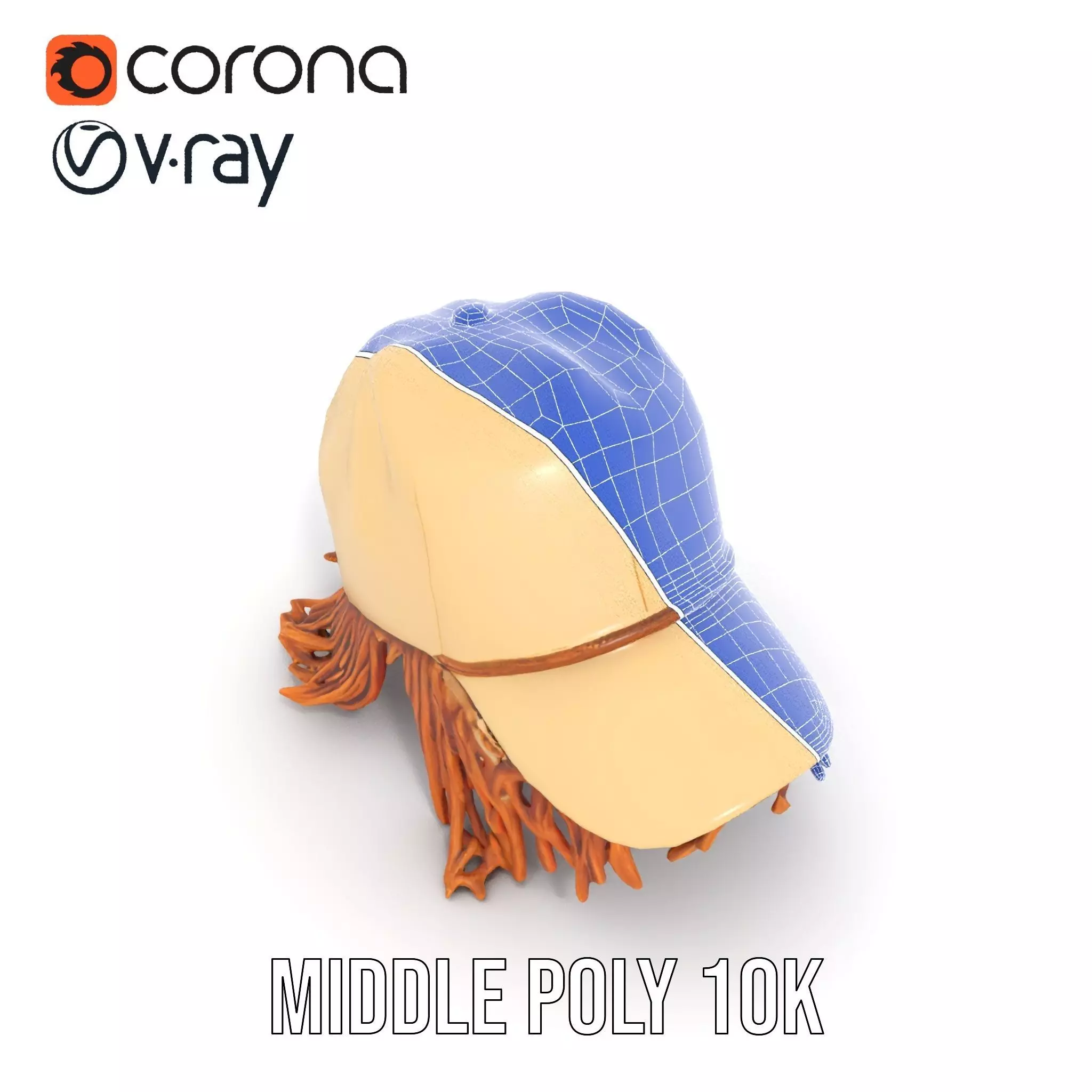 Beige Fringe Cap model pack Low-poly 3D model_11