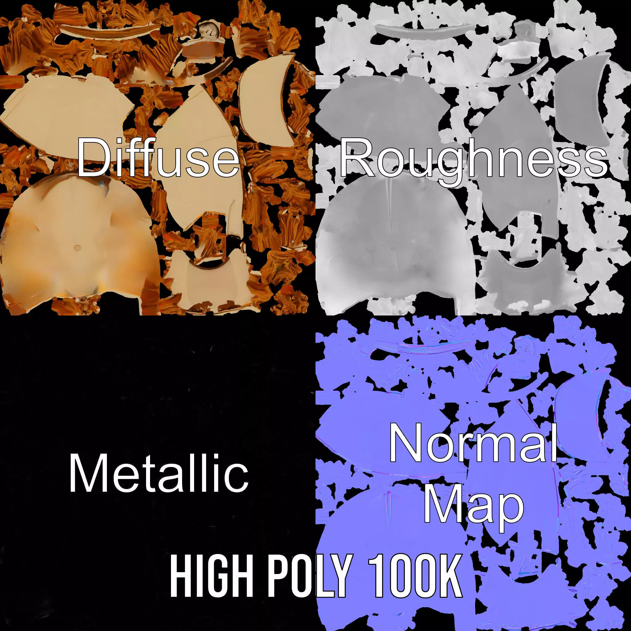 Beige Fringe Cap model pack Low-poly 3D model_3