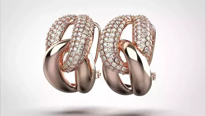 Chain earring stl obj 3D print model ER009 3D print model