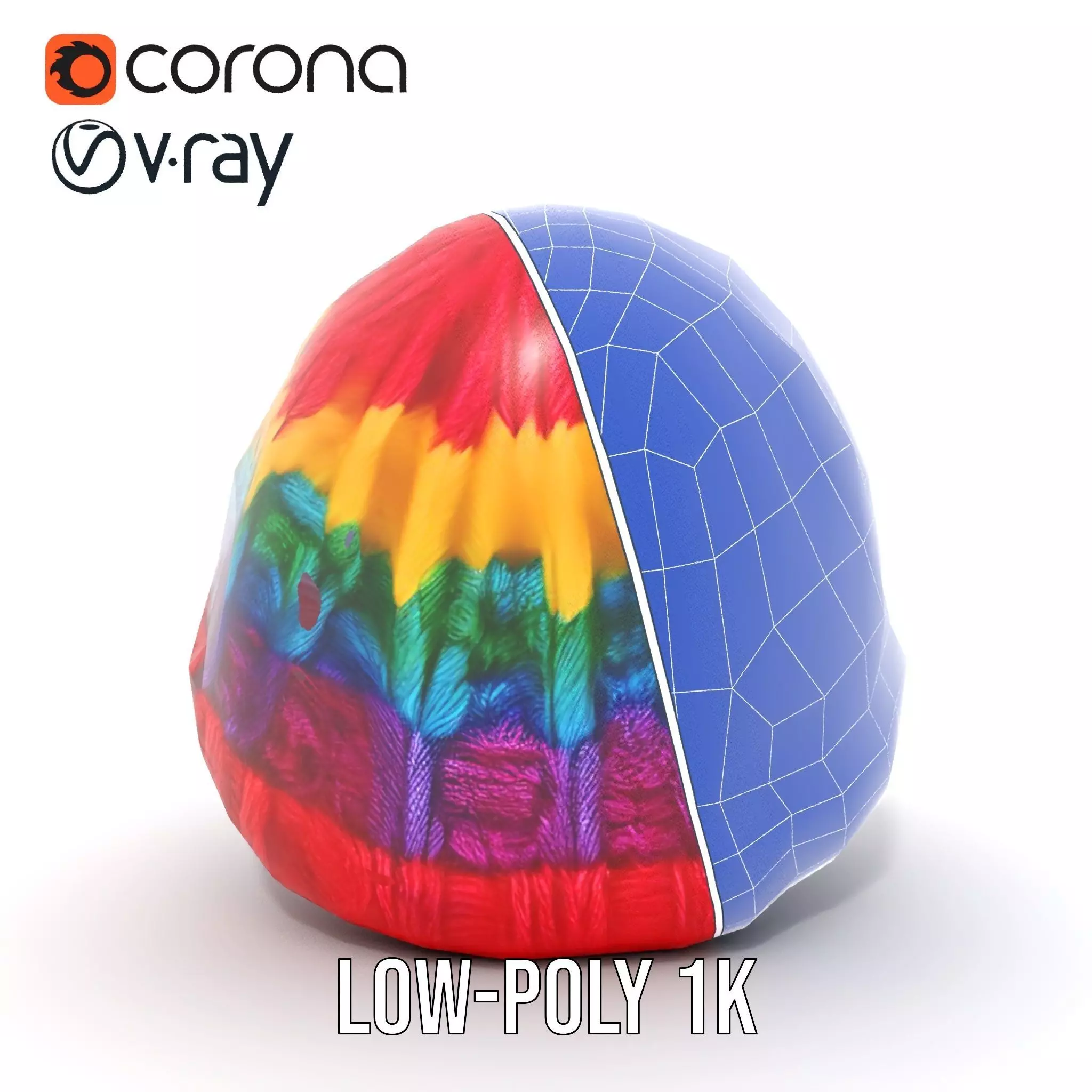 Rainbow Knit Beanie model pack Low-poly 3D model_30