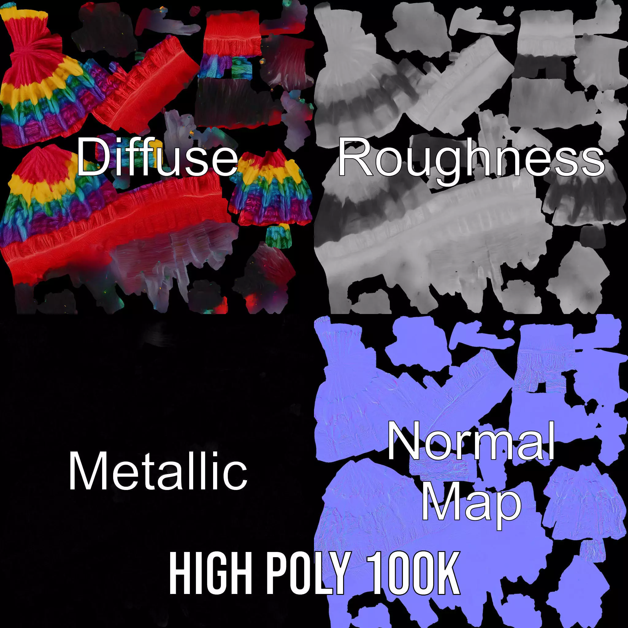 Rainbow Knit Beanie model pack Low-poly 3D model_3