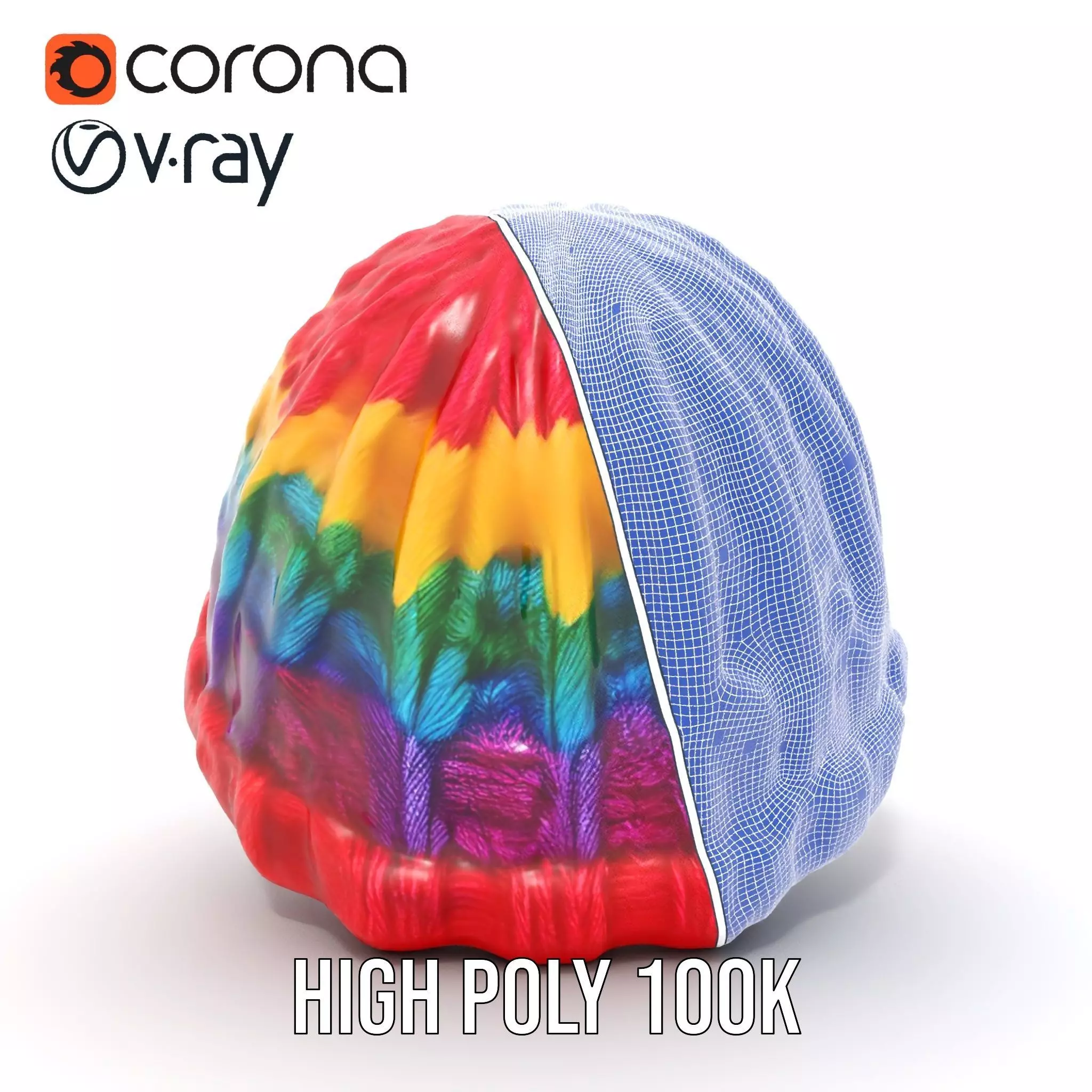 Rainbow Knit Beanie model pack Low-poly 3D model_34