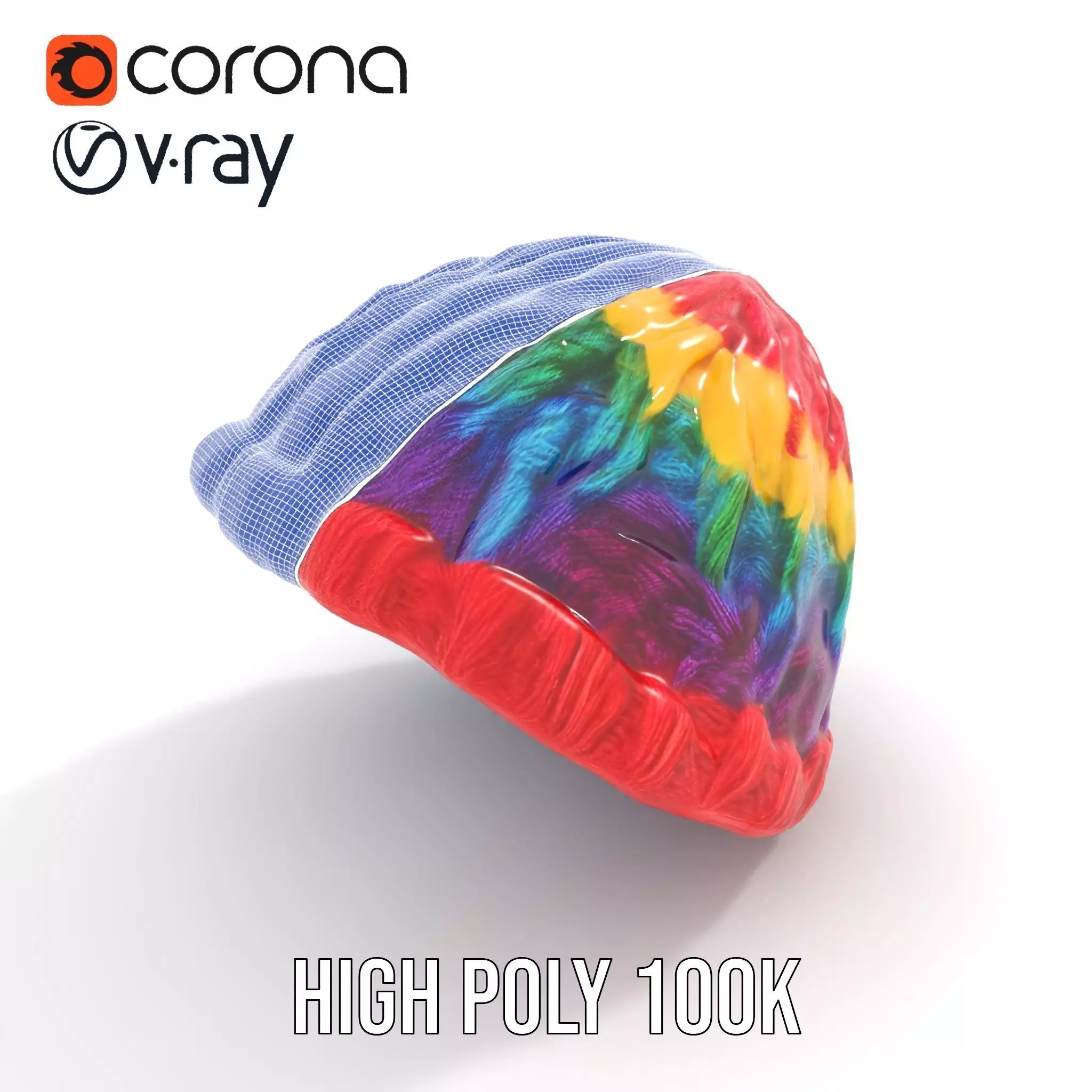 Rainbow Knit Beanie model pack Low-poly 3D model_20