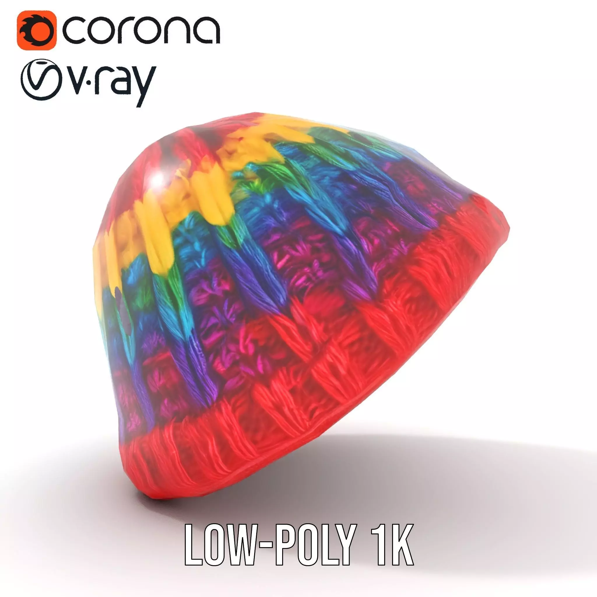 Rainbow Knit Beanie model pack Low-poly 3D model_7