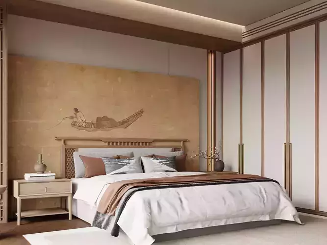 Modern Asian New Chinese Bedroom 124