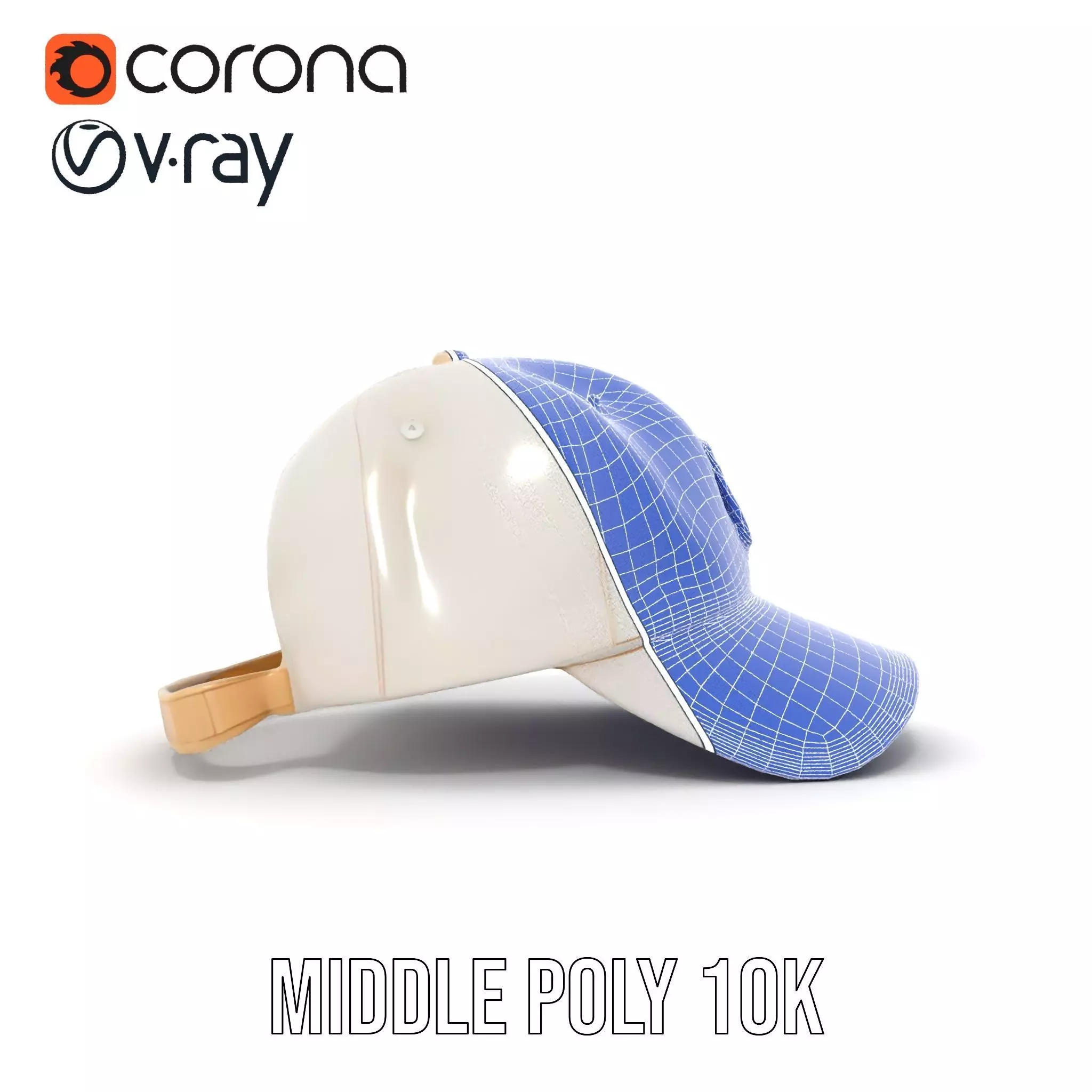 Cream Feather Cap model pack Low-poly 3D model_30