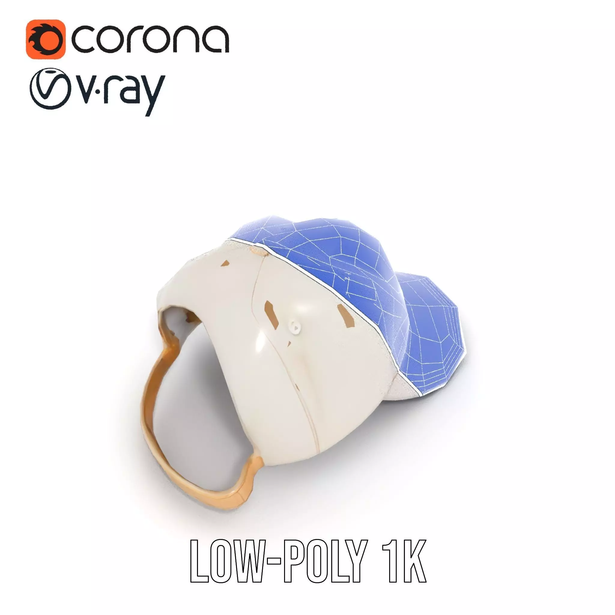 Cream Feather Cap model pack Low-poly 3D model_22