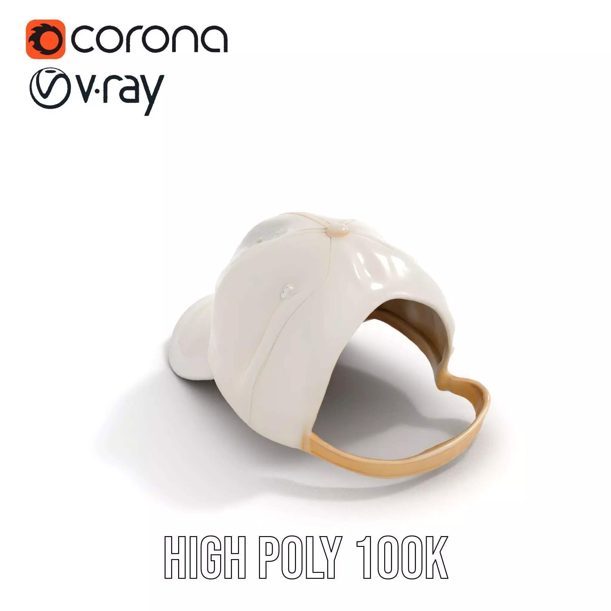 Cream Feather Cap model pack Low-poly 3D model_15