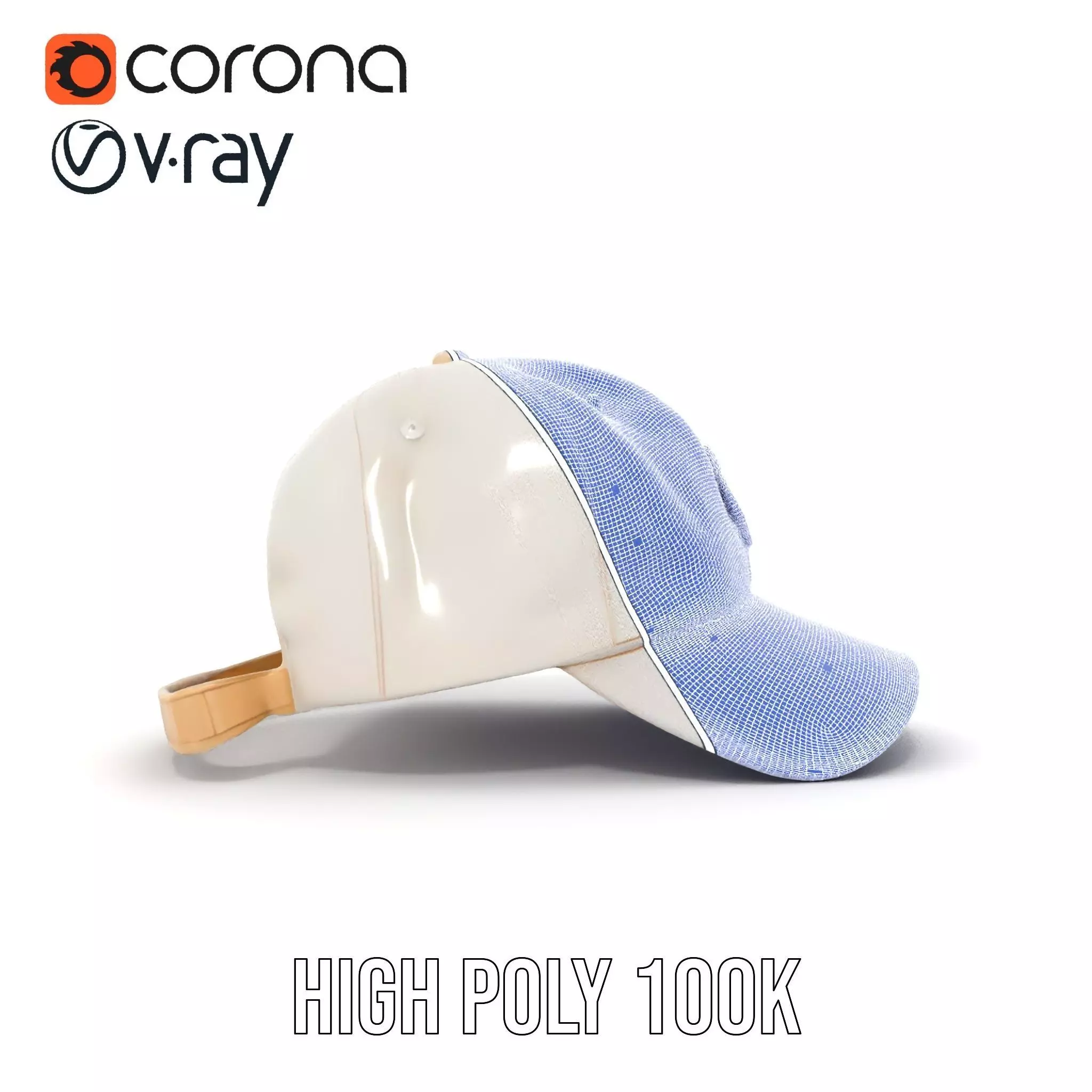 Cream Feather Cap model pack Low-poly 3D model_34