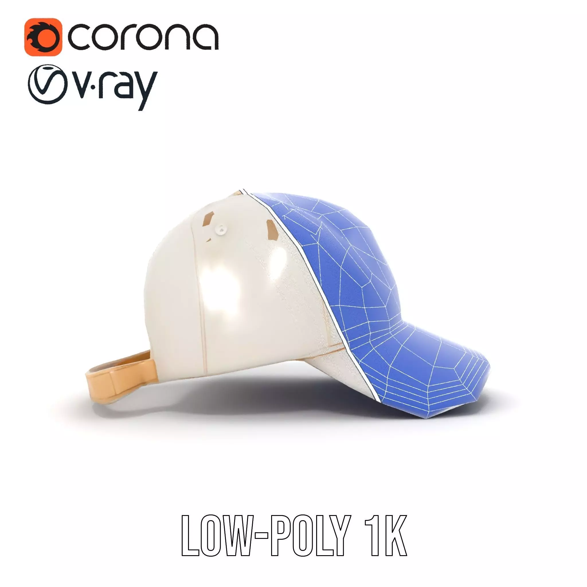 Cream Feather Cap model pack Low-poly 3D model_17