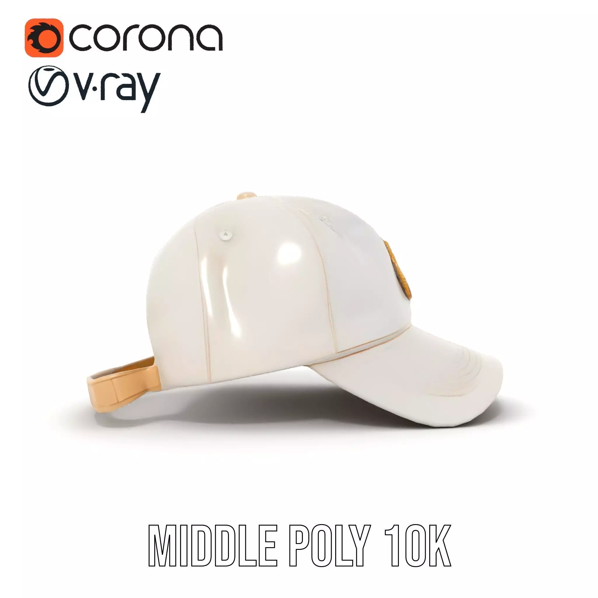 Cream Feather Cap model pack Low-poly 3D model_6