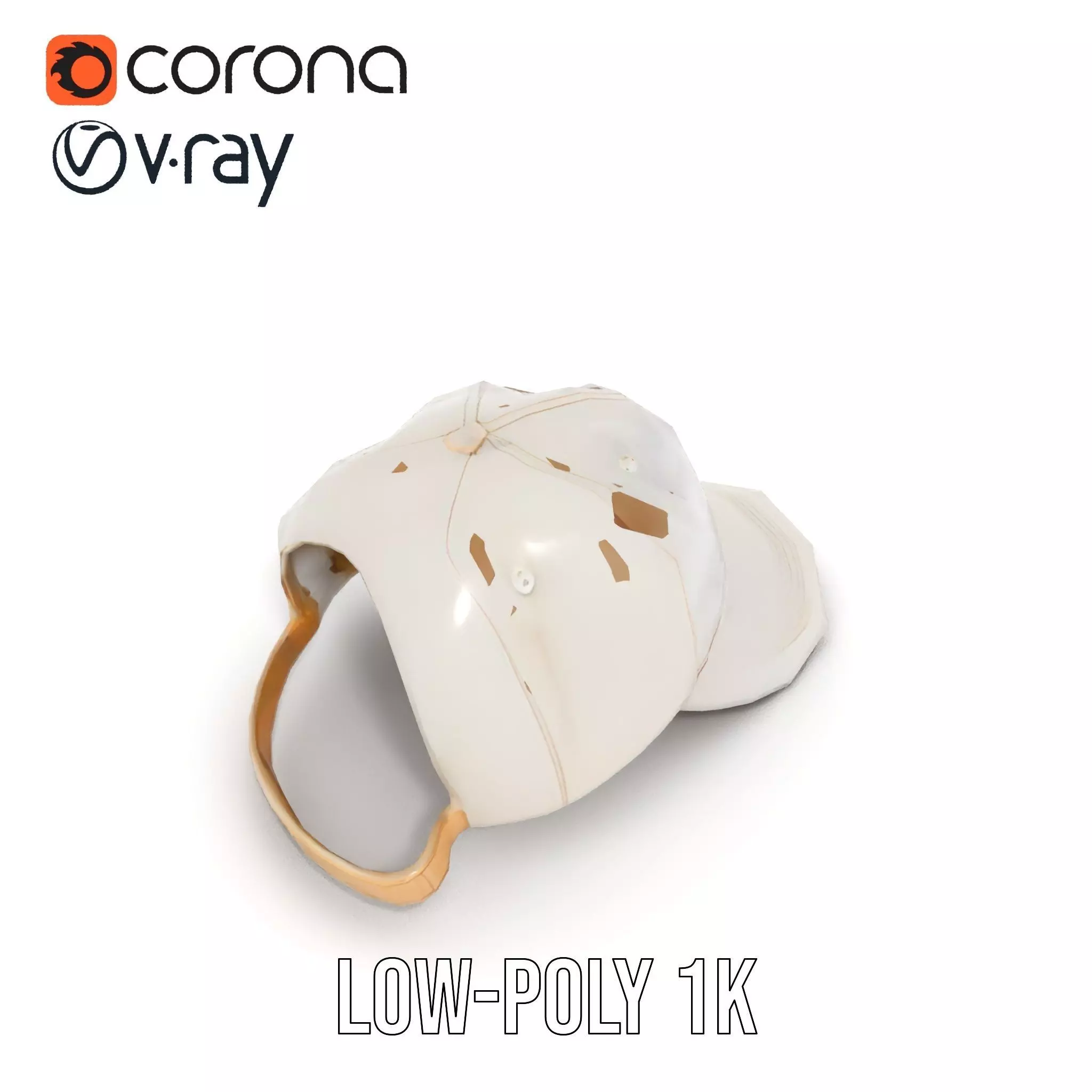 Cream Feather Cap model pack Low-poly 3D model_9