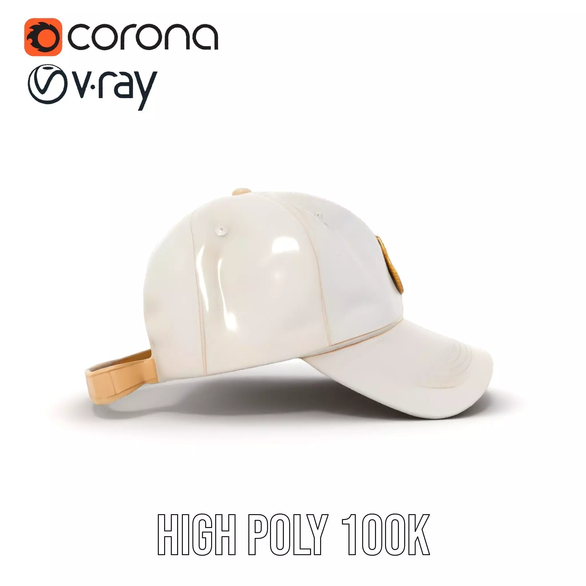 Cream Feather Cap model pack Low-poly 3D model_26