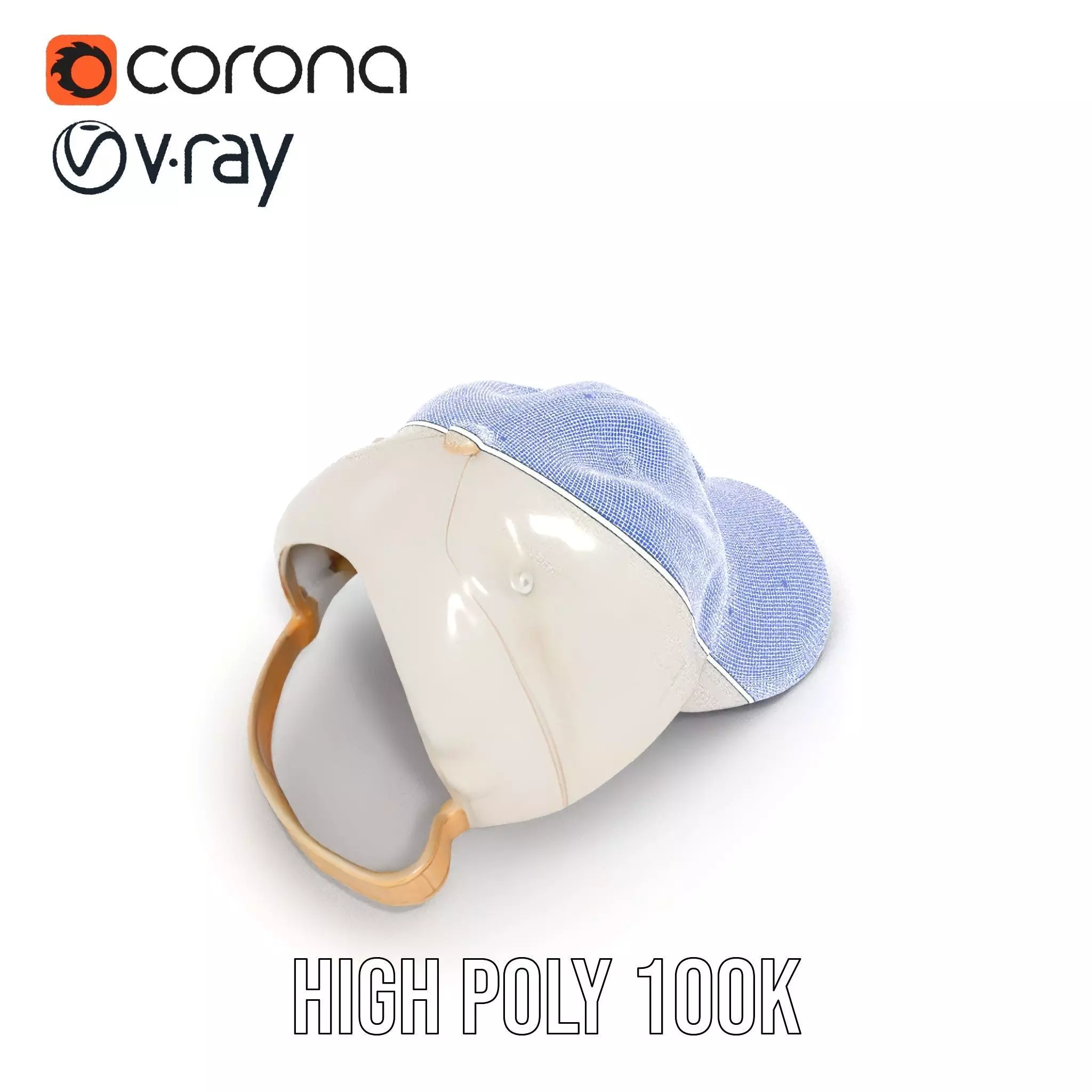 Cream Feather Cap model pack Low-poly 3D model_23