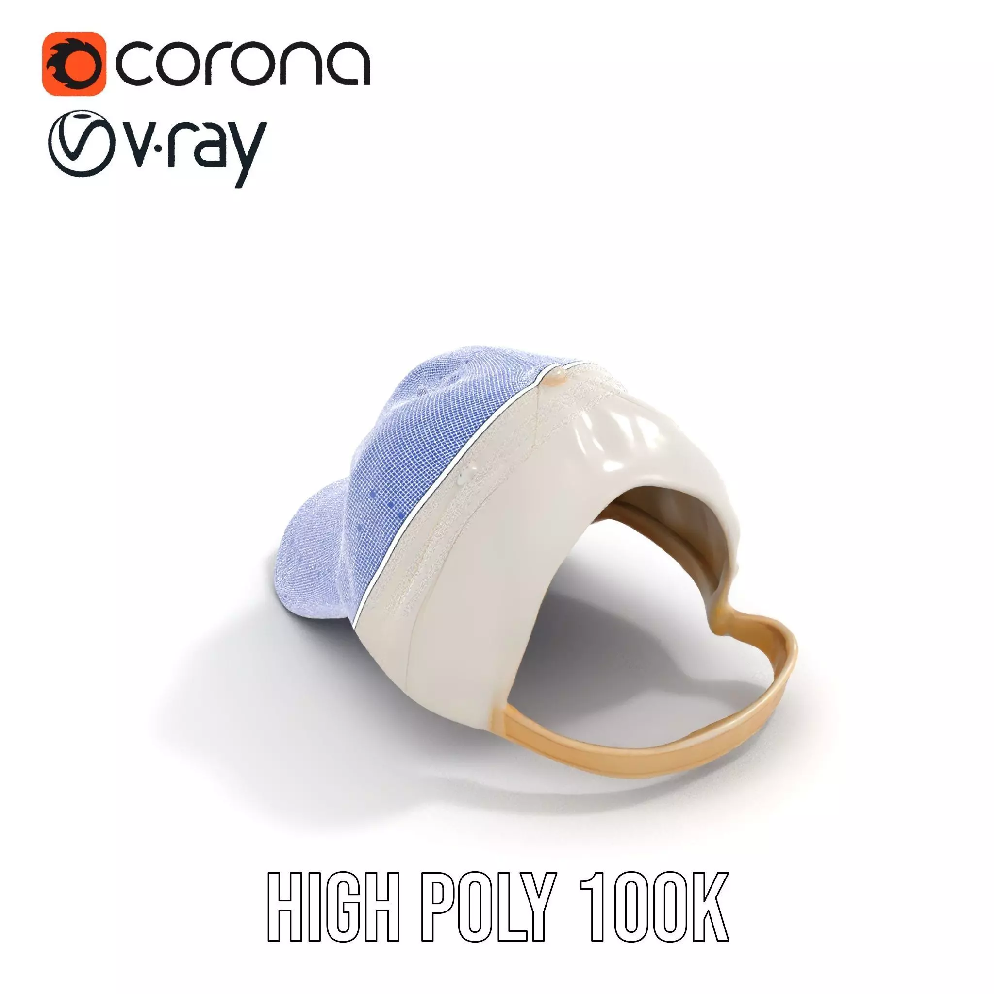 Cream Feather Cap model pack Low-poly 3D model_29