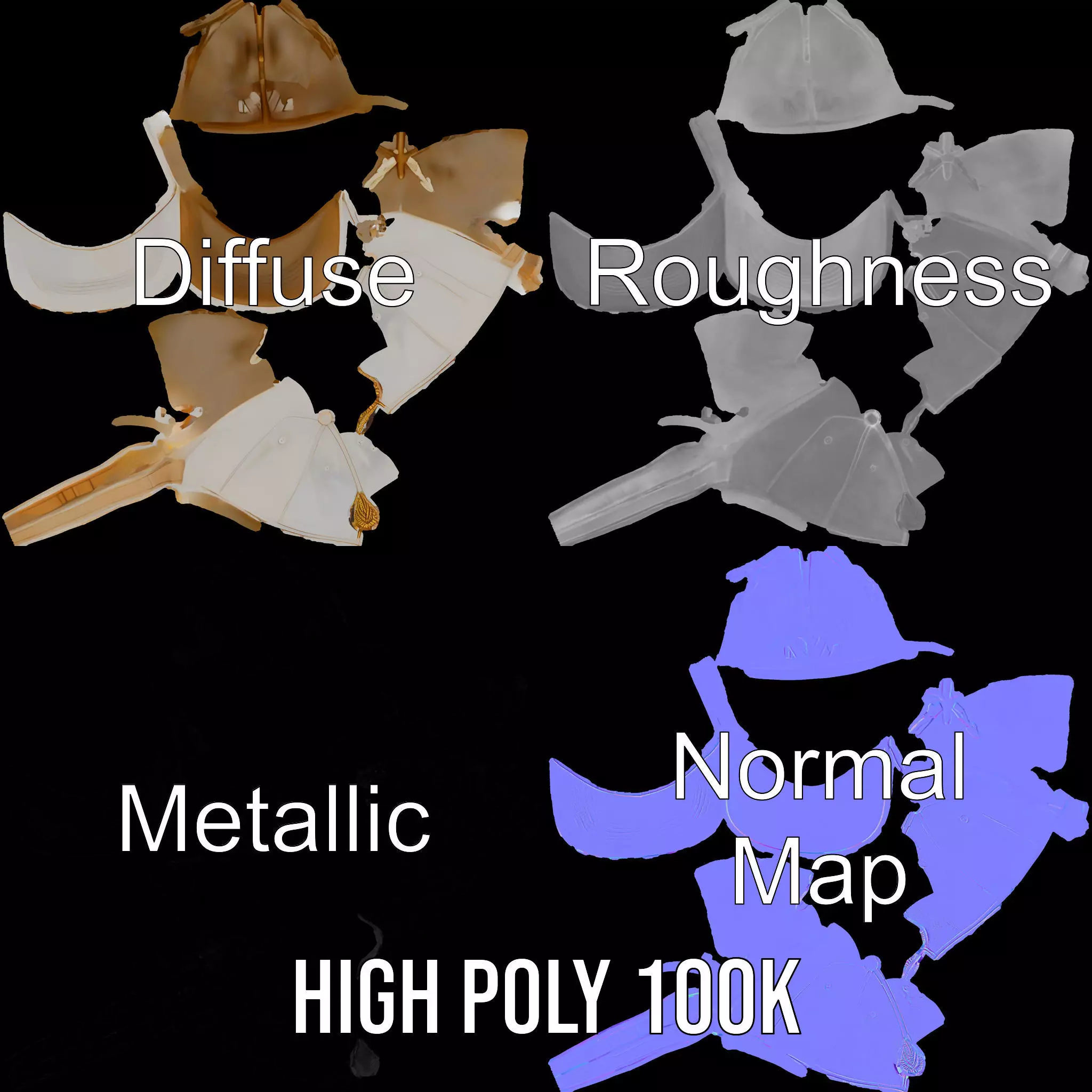 Cream Feather Cap model pack Low-poly 3D model_3
