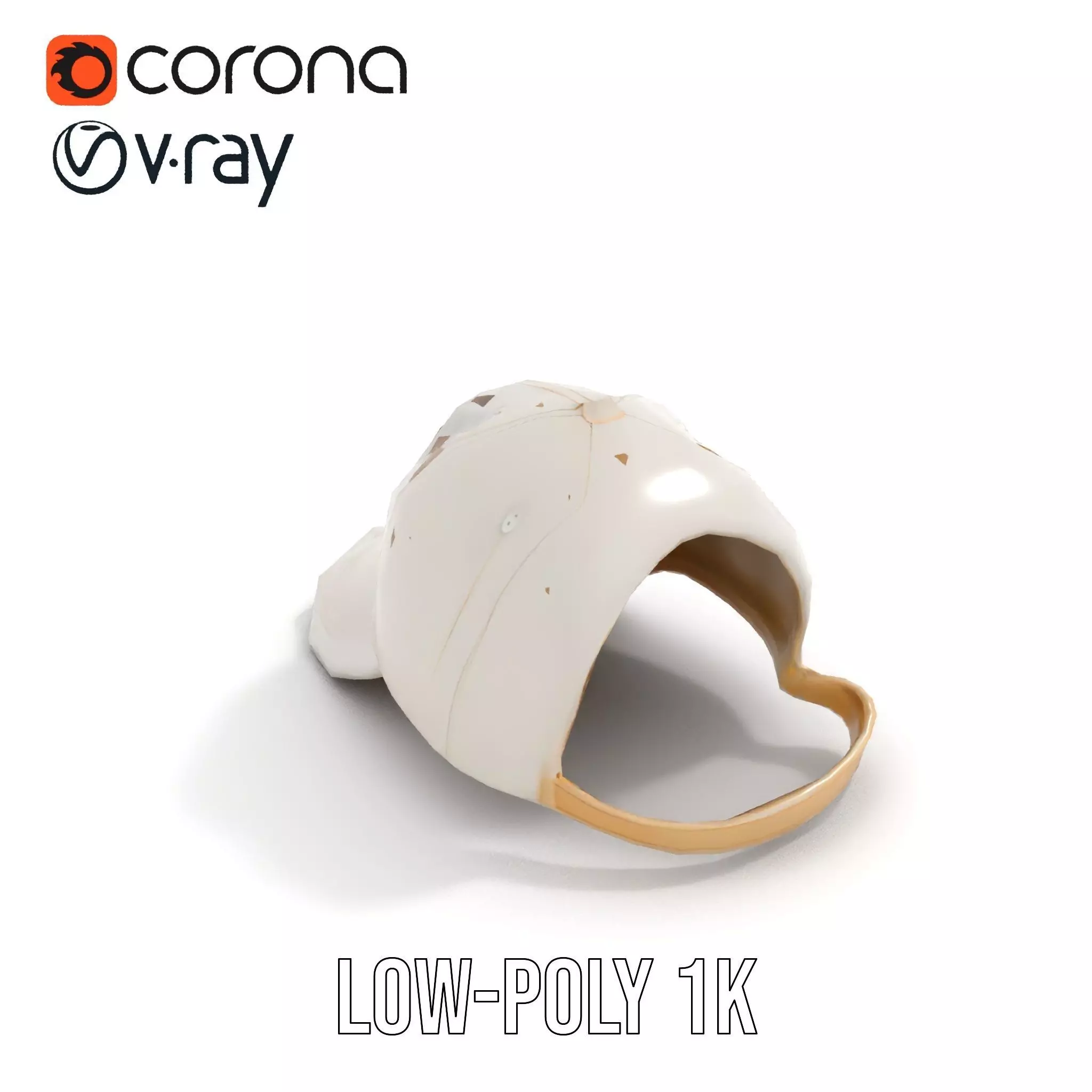 Cream Feather Cap model pack Low-poly 3D model_12