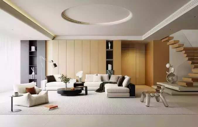 Minimalist Modern Light Luxury Living Room 120 3D model