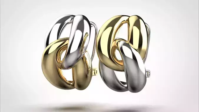 Chain earring stl obj 3D print model ER010 3D print model