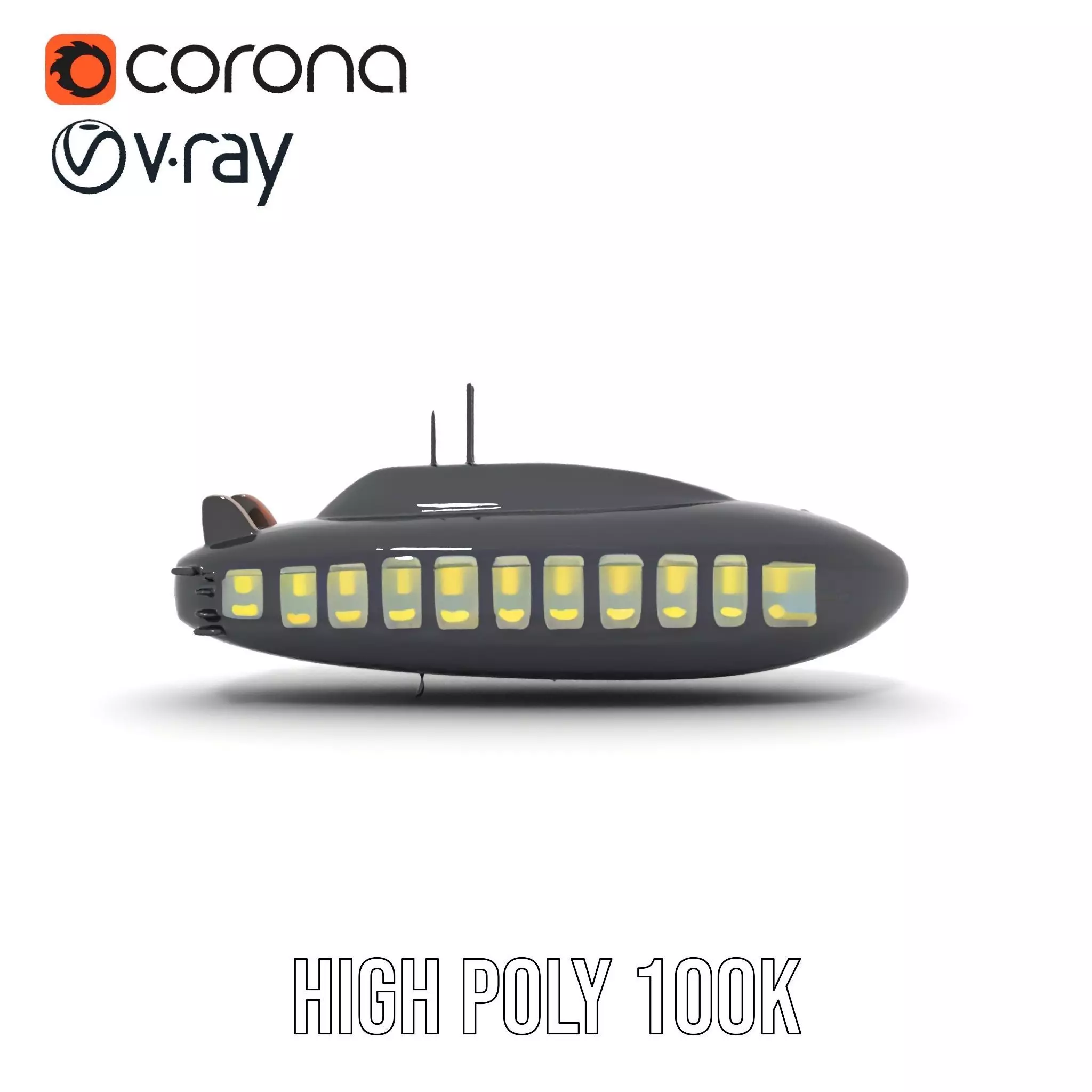 Black Submarine model pack Low-poly 3D model_33